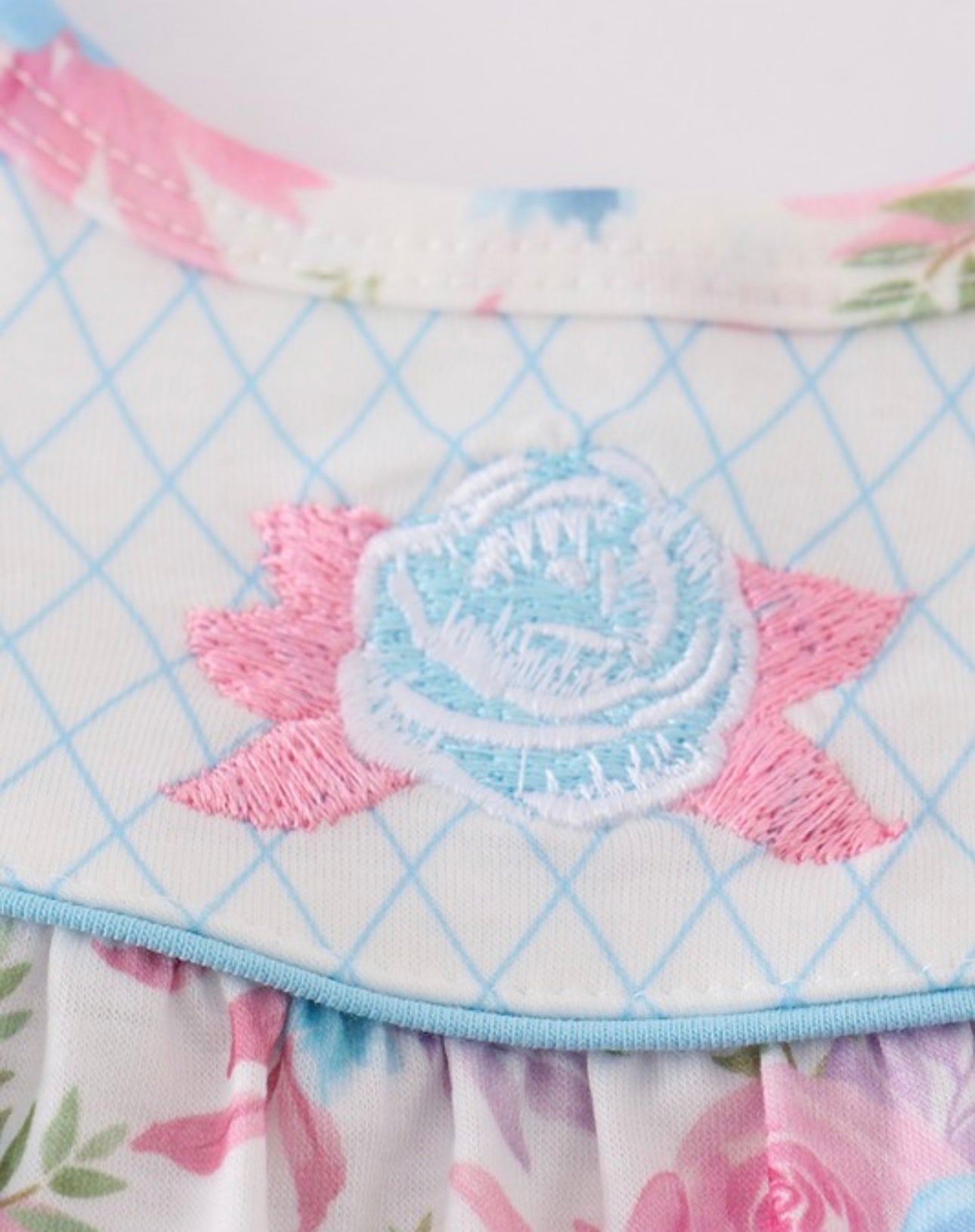 Blue Petal Floral Embroidery Bubble