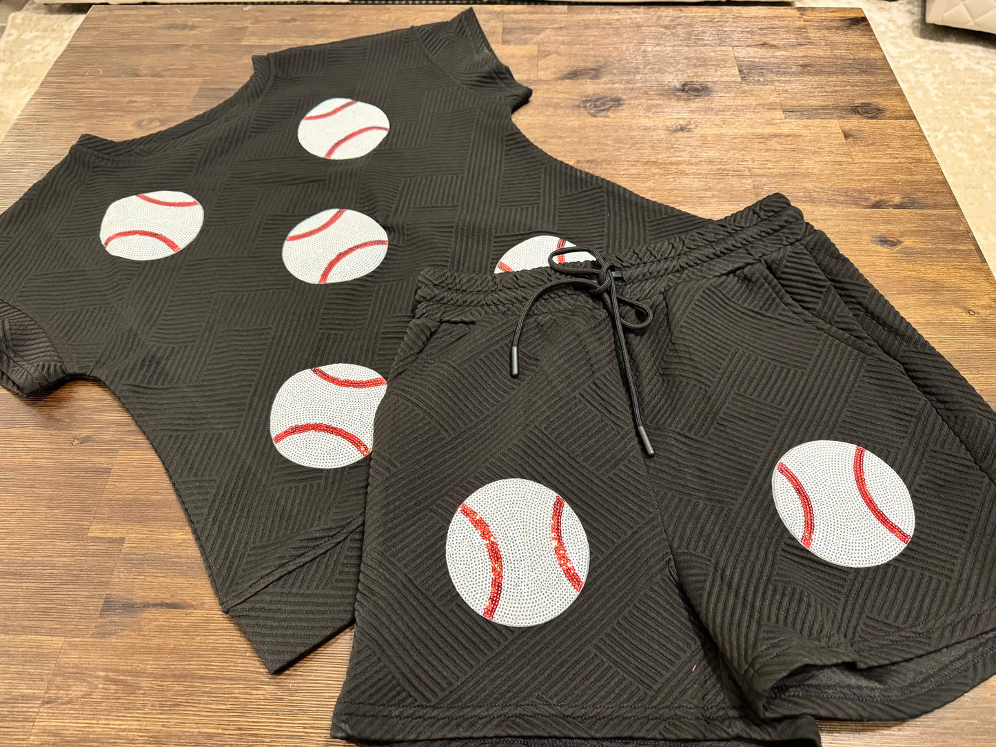 Baseball Sequin Set - Black