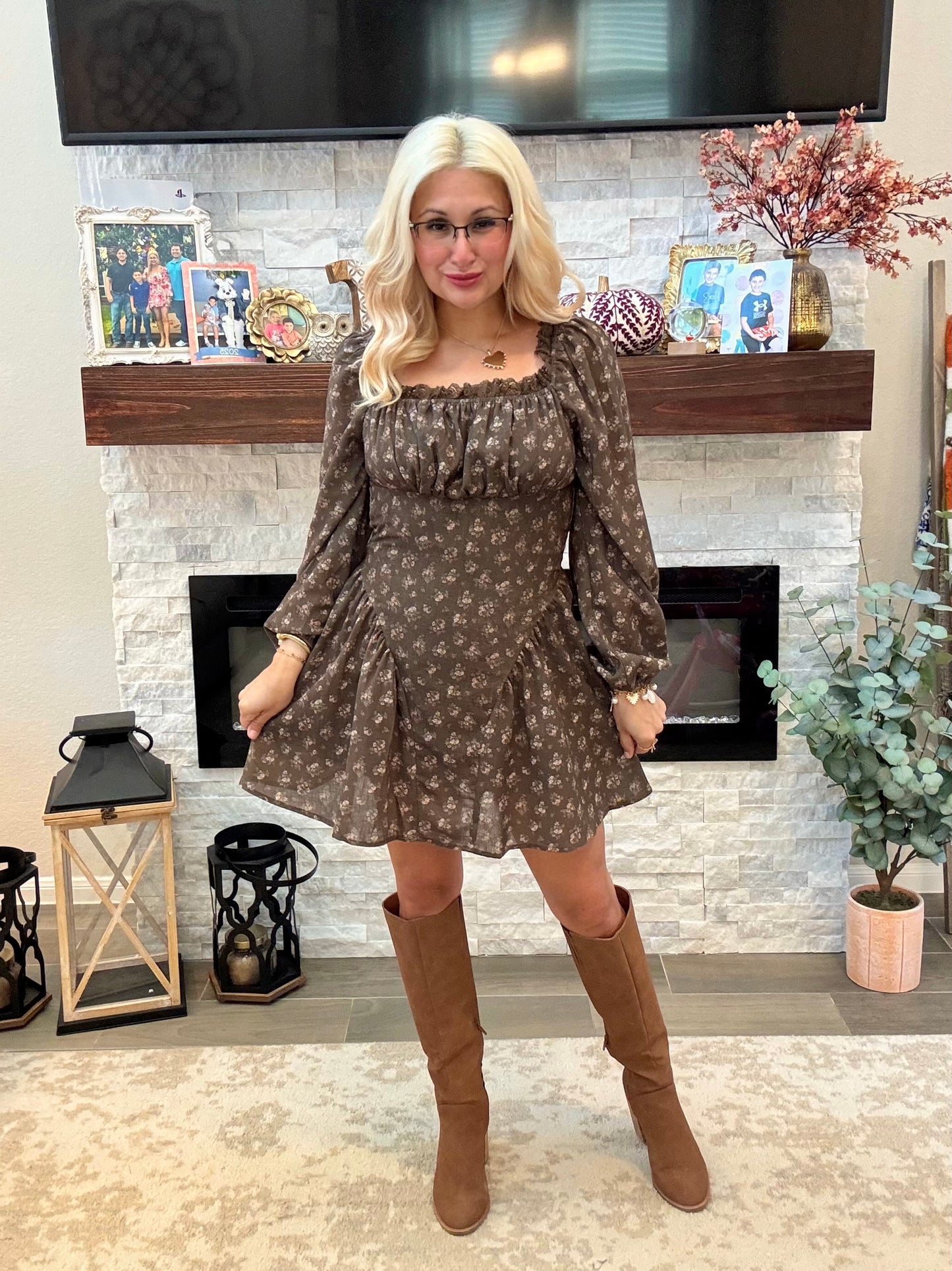 Autumn Bloom Mini Dress