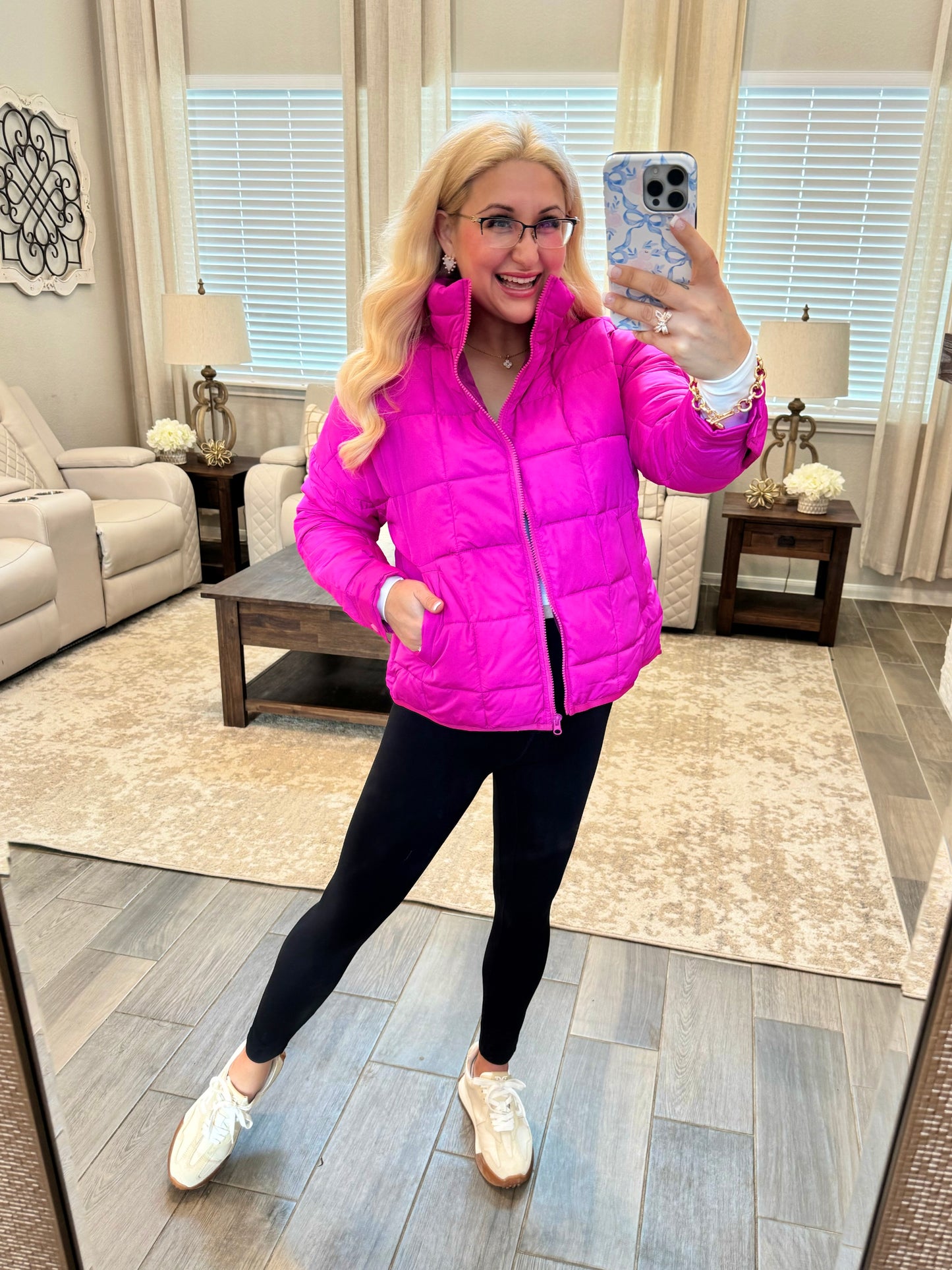 Bright Pink Puffer Jacket