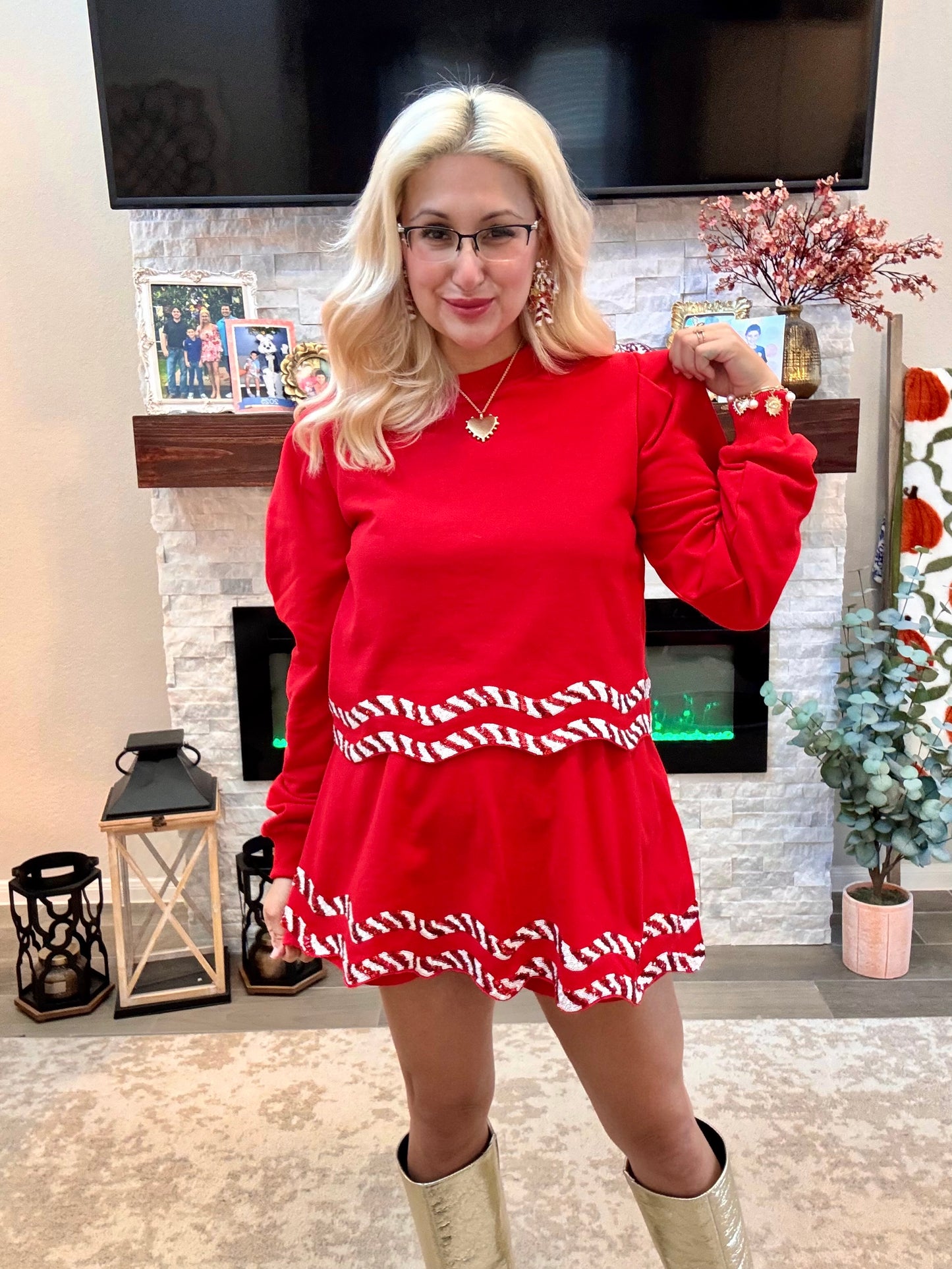 Candy Cane Kisses Sequin Set