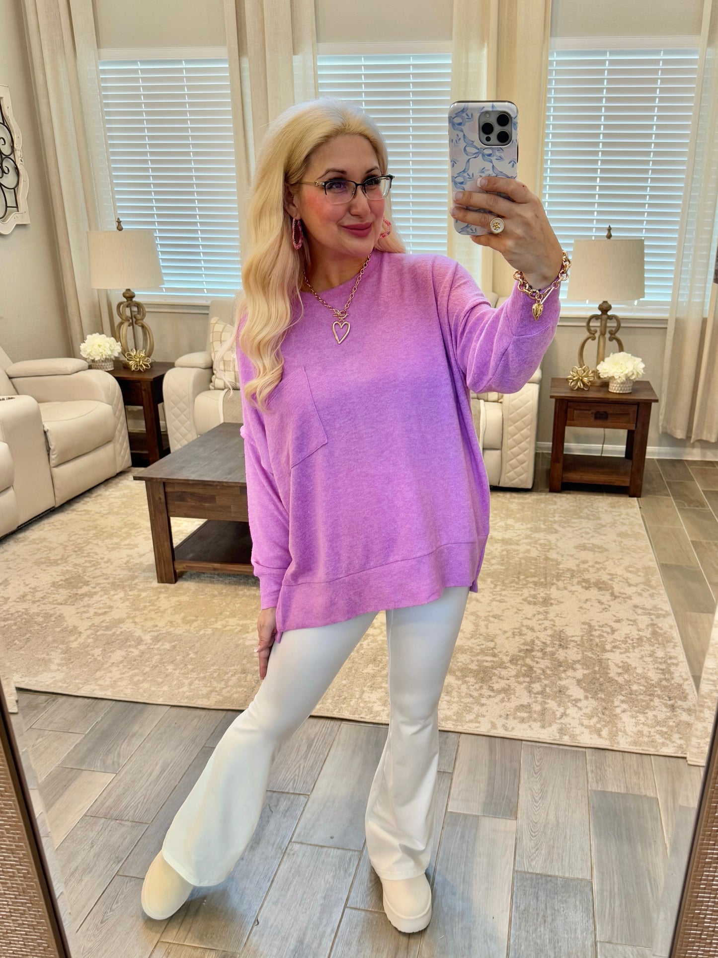 Butter Soft Pocket Top - Mauve S-3XL