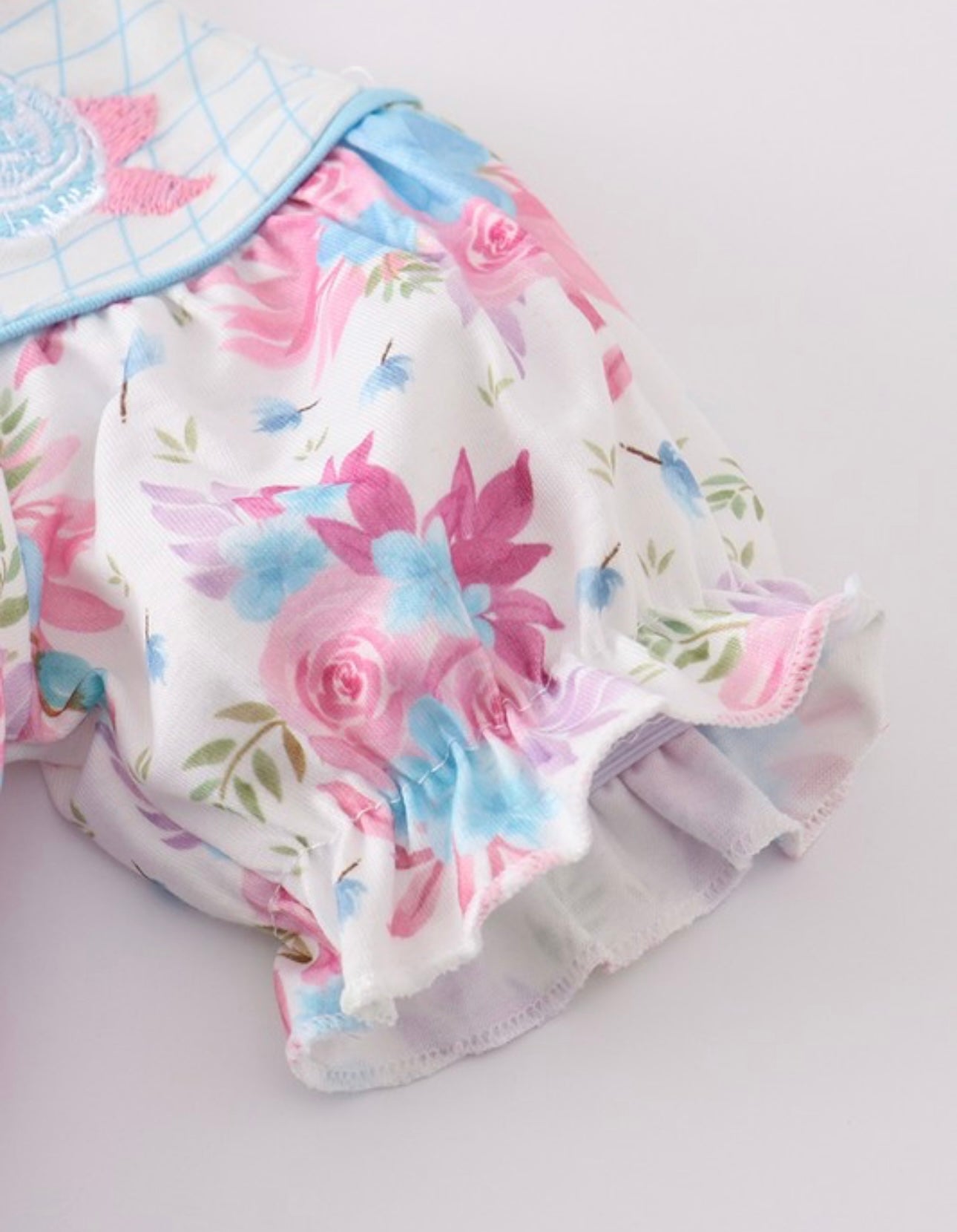 Blue Petal Floral Embroidery Bubble