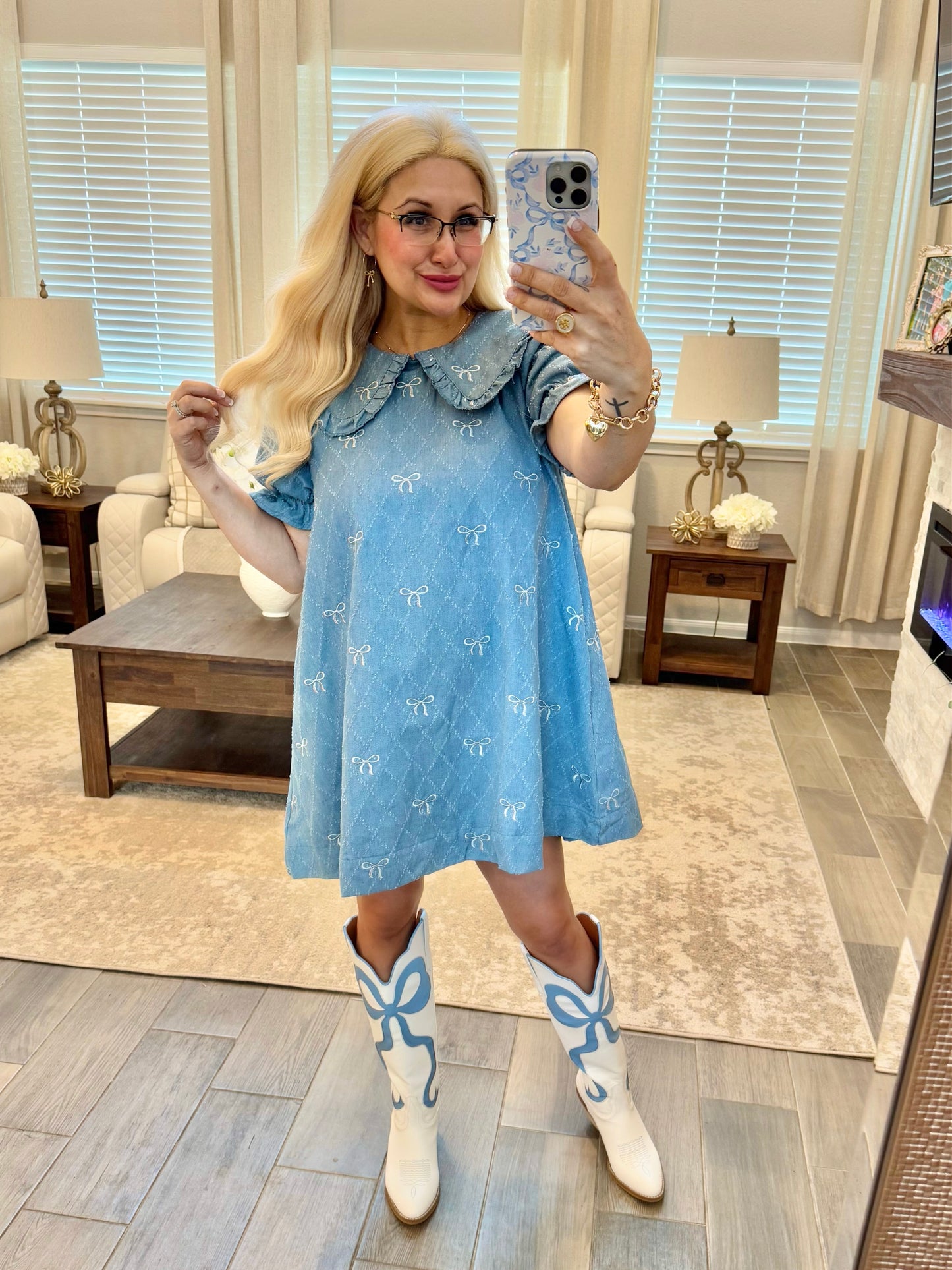 Everything Bow Denim Dress