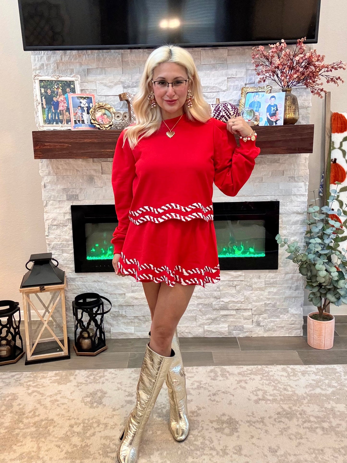 Candy Cane Kisses Sequin Set