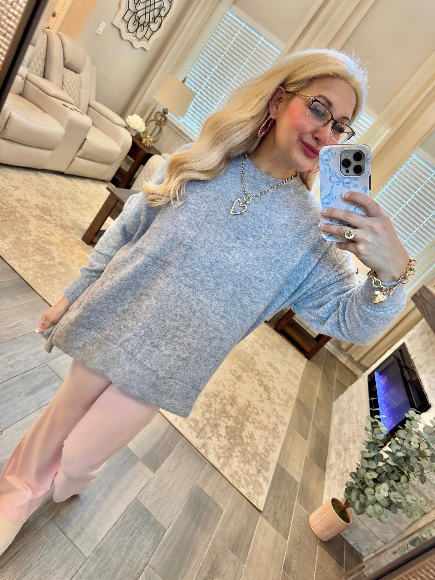 Butter Soft Pocket Top - Heather Grey S-3XL