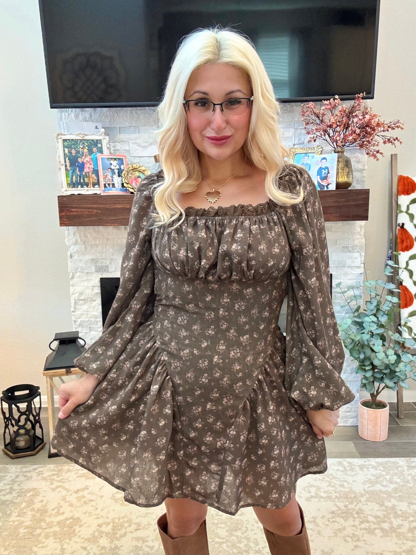 Autumn Bloom Mini Dress