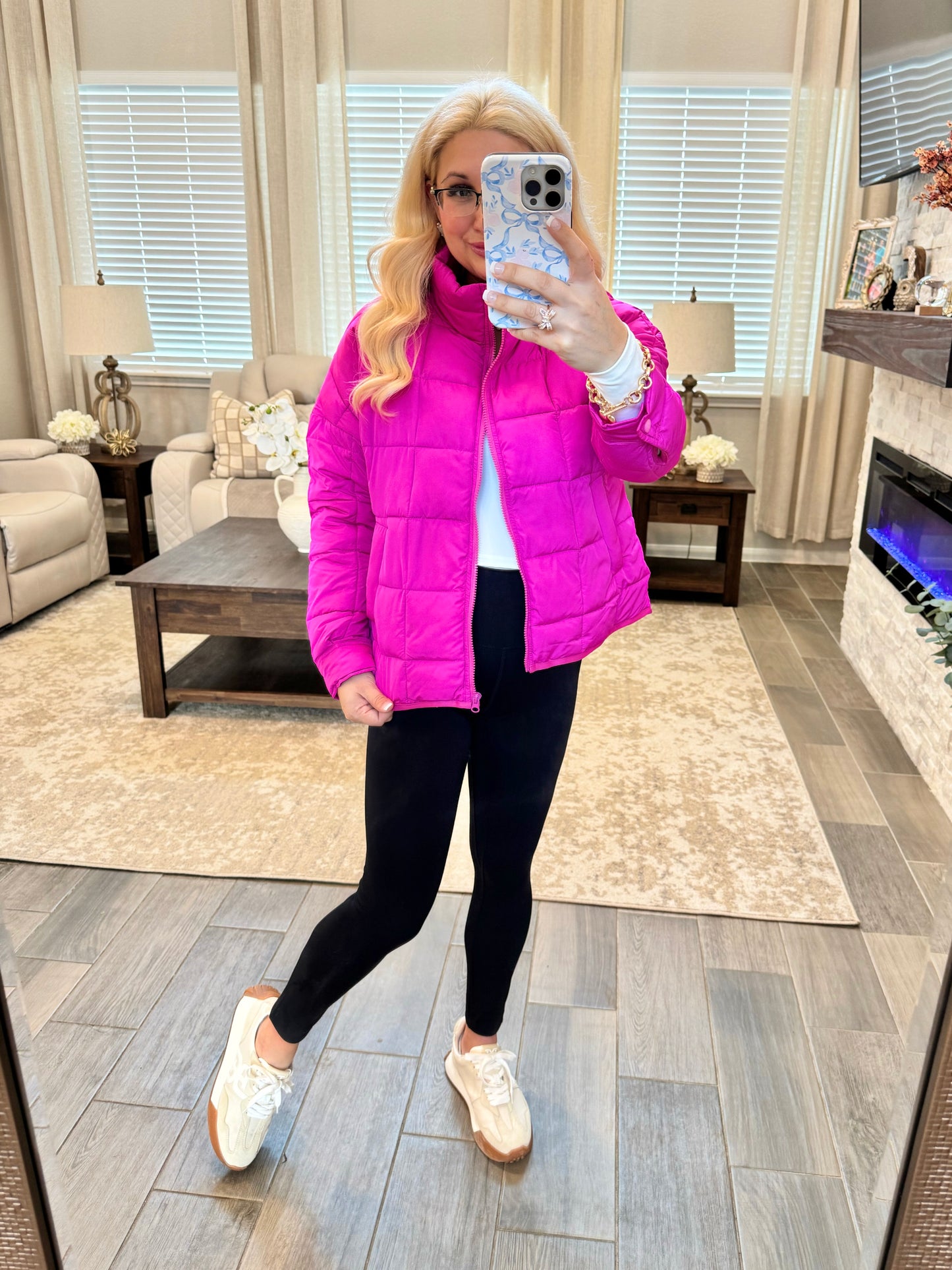 Bright Pink Puffer Jacket