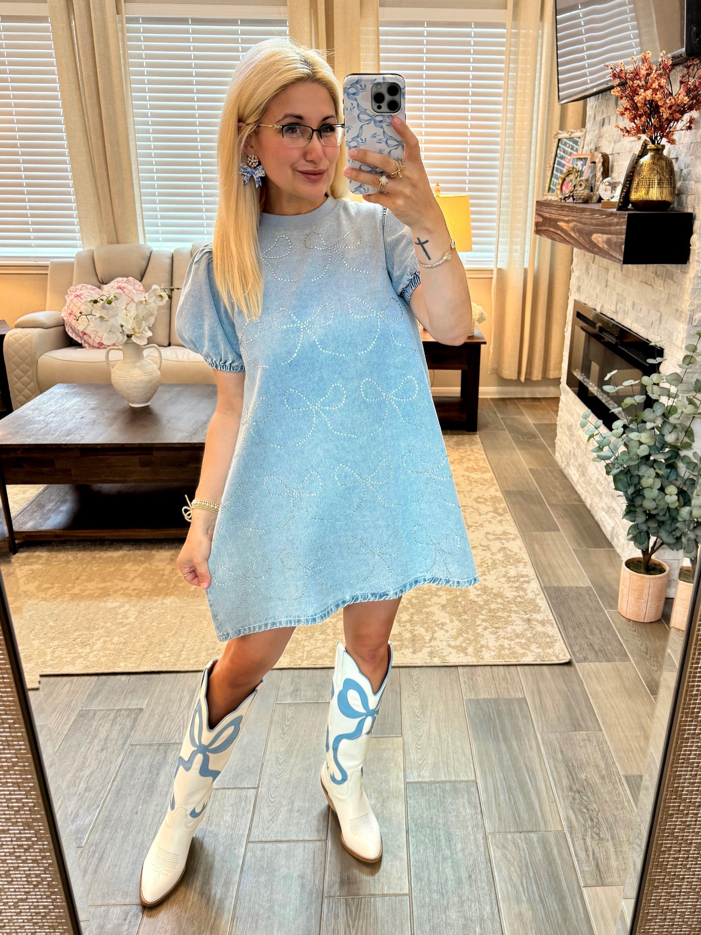 Sweet Bows Denim Dress