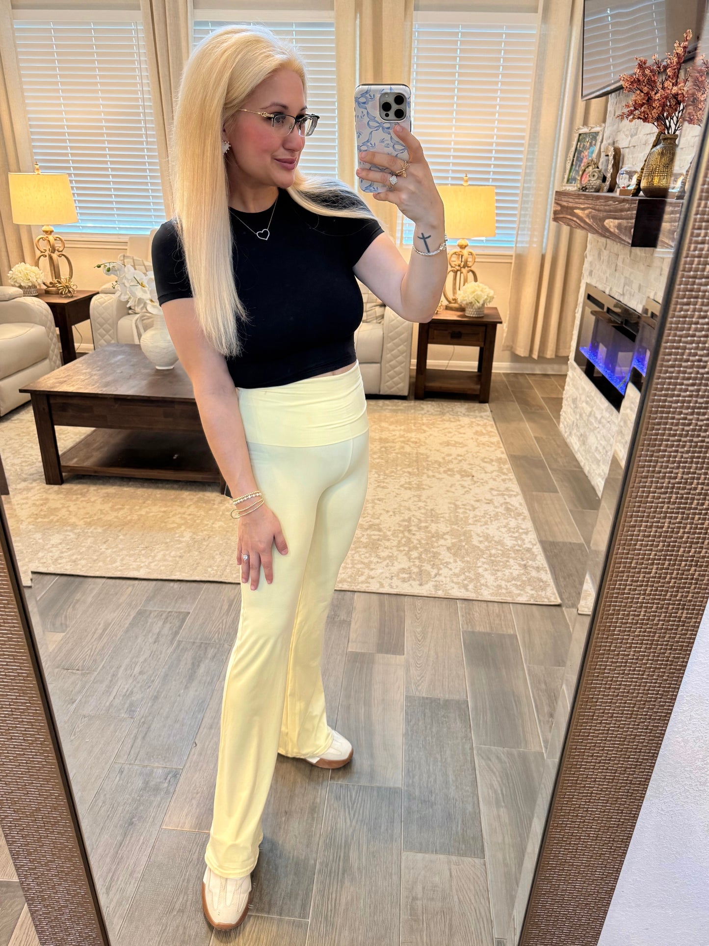 Butter Soft Foldover Leggings - Yellow Cream