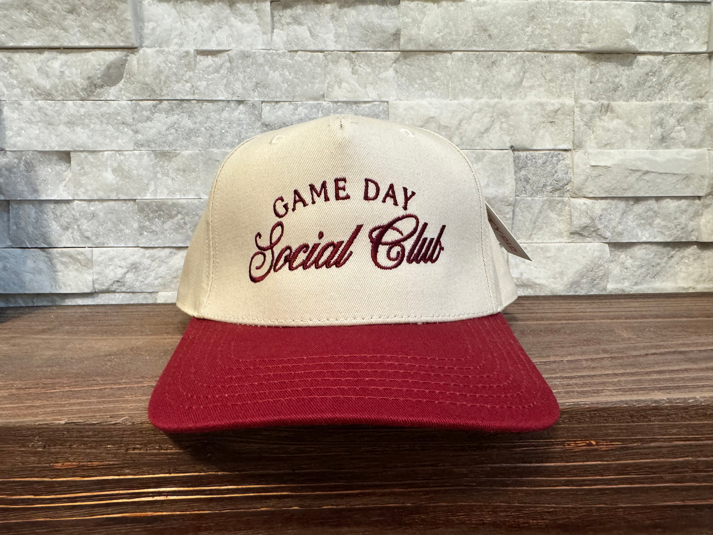 Baseball Social Club Hat - Maroon/Tan - 1 LEFT
