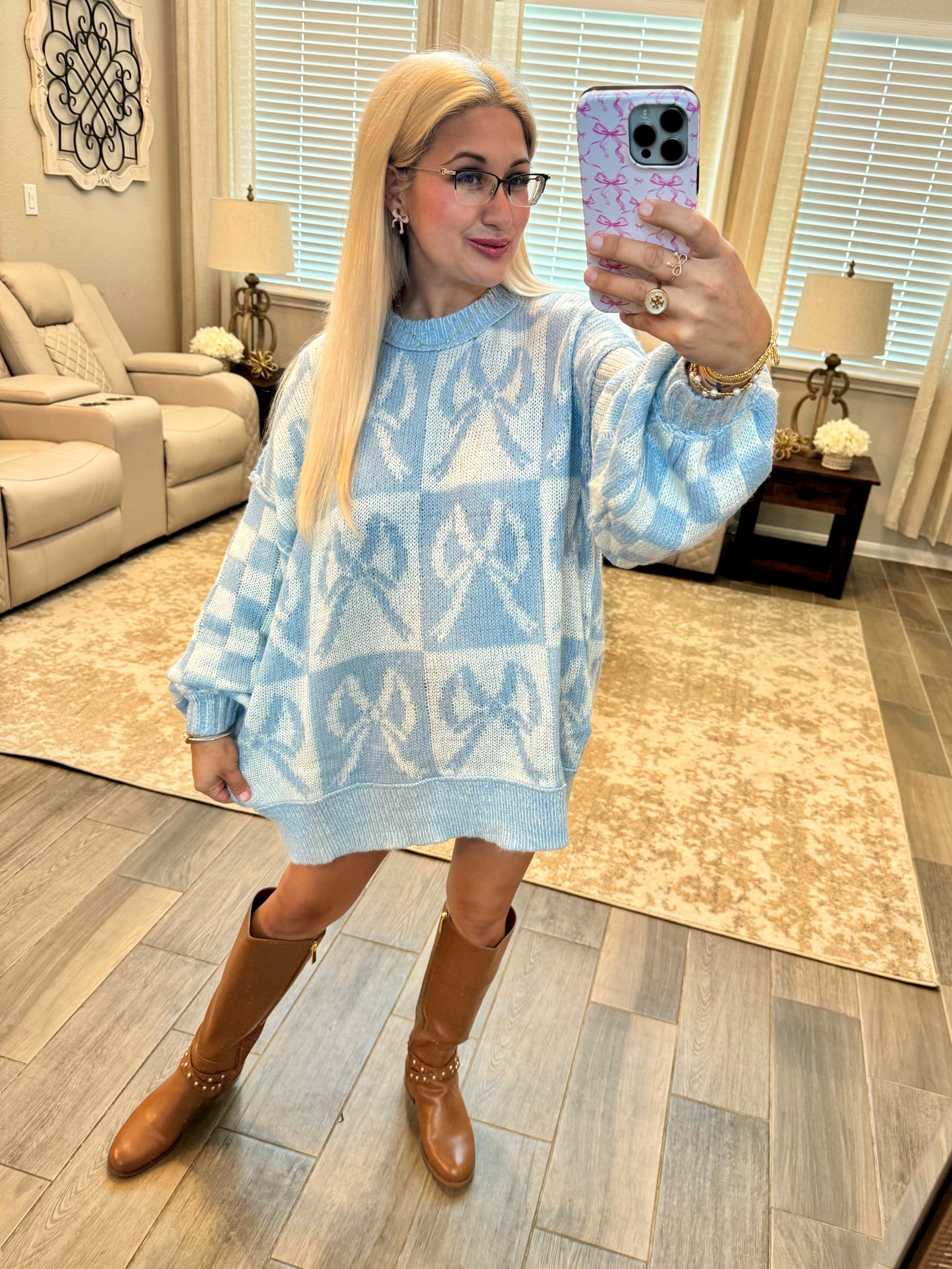 Blue In Bows Sweater