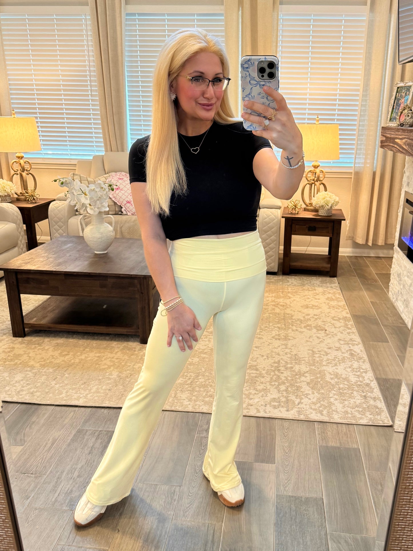 Butter Soft Foldover Leggings - Yellow Cream