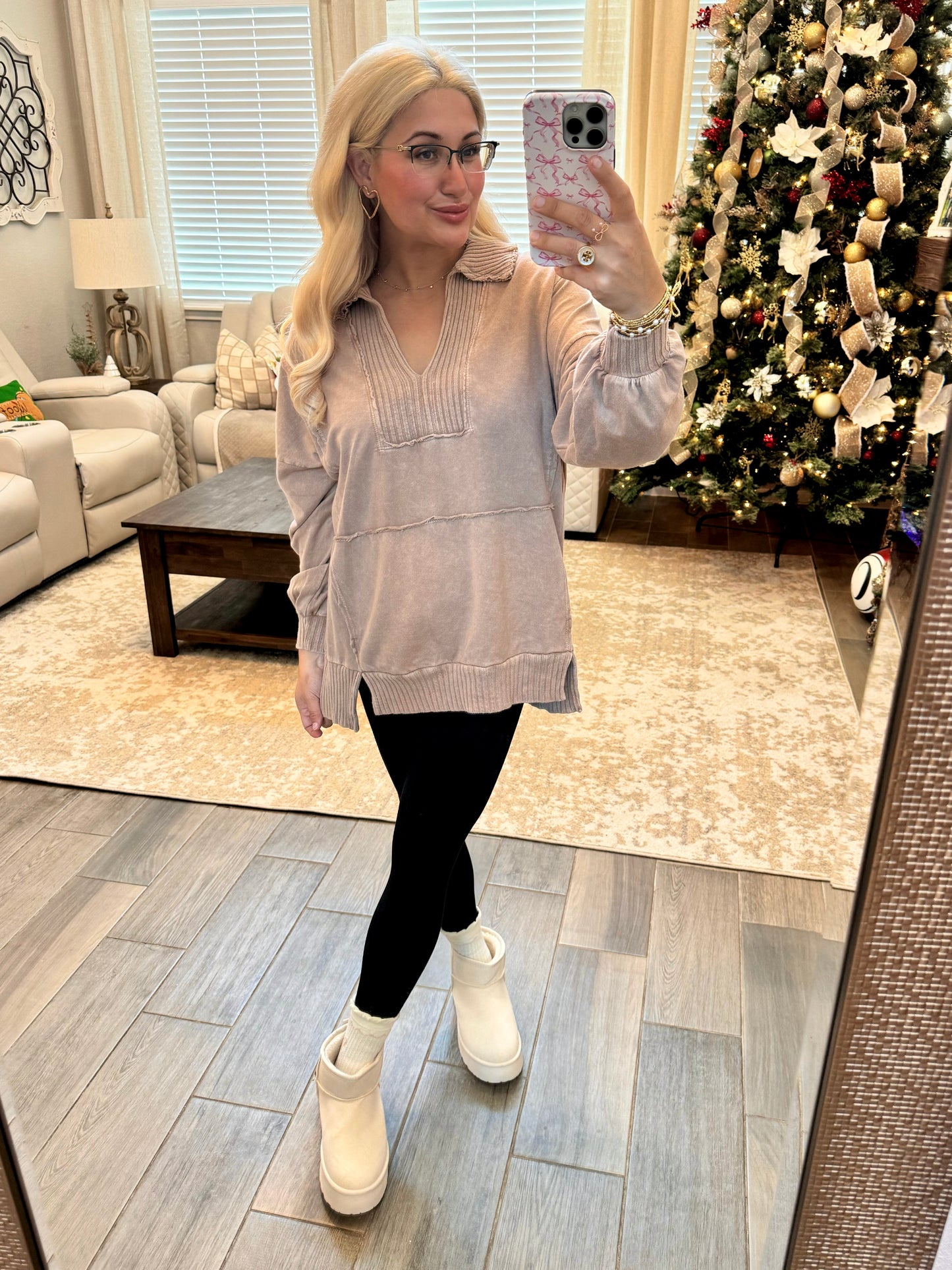 Cozy Fall Morning Pullover - MOCHA