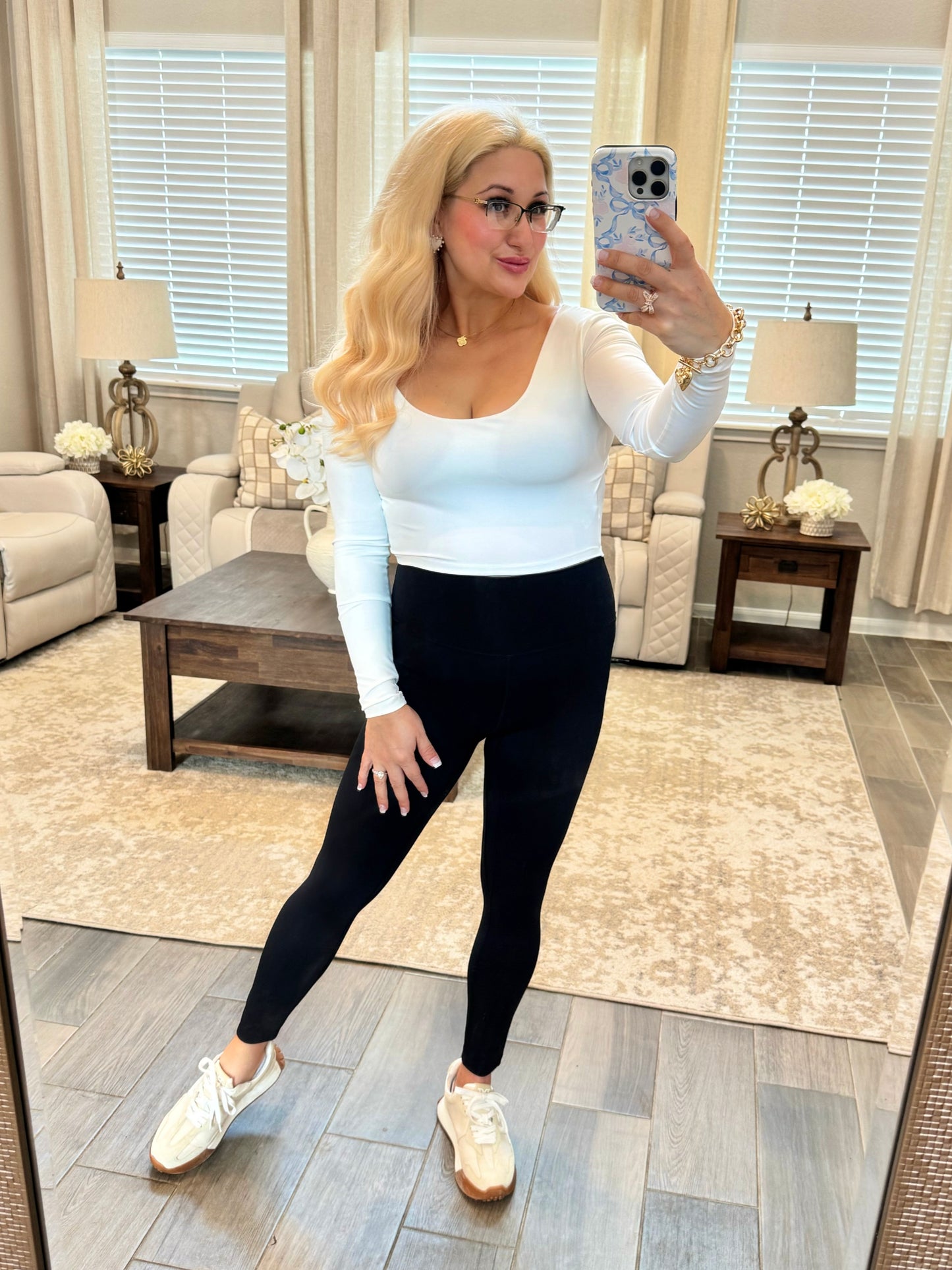 Twist Back Long Sleeve Top - White
