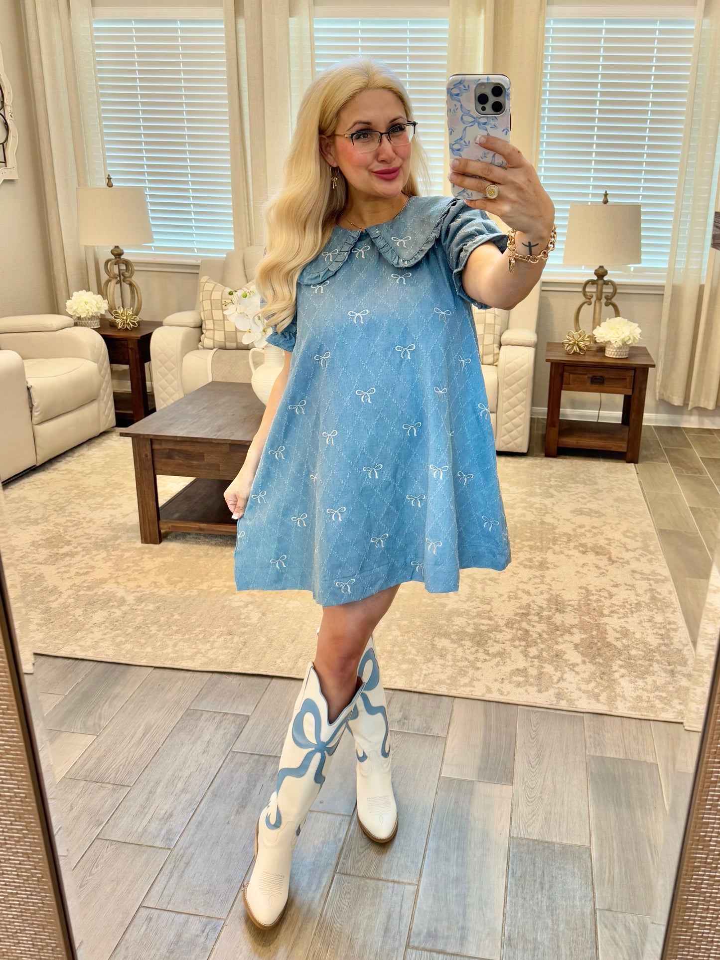 Everything Bow Denim Dress