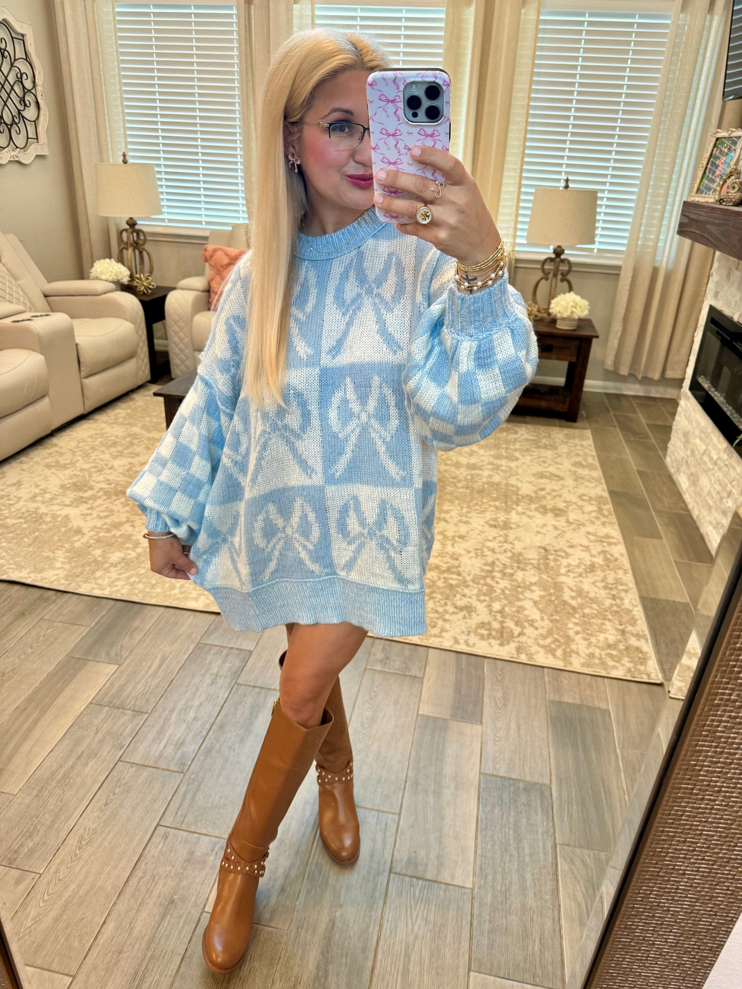 Blue In Bows Sweater