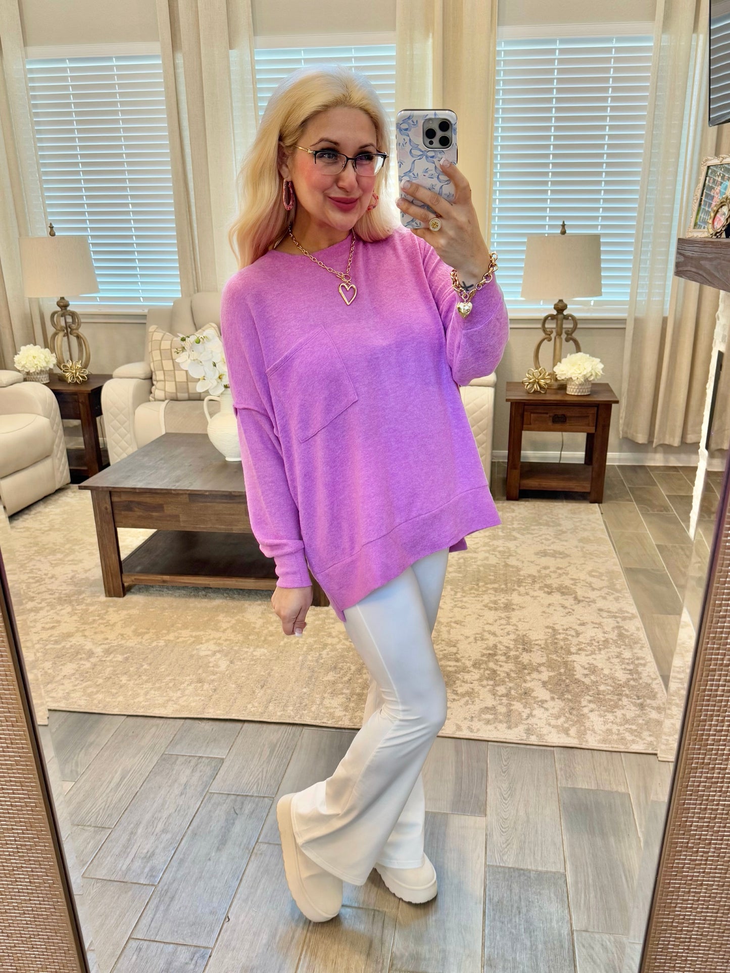 Butter Soft Pocket Top - Mauve S-3XL