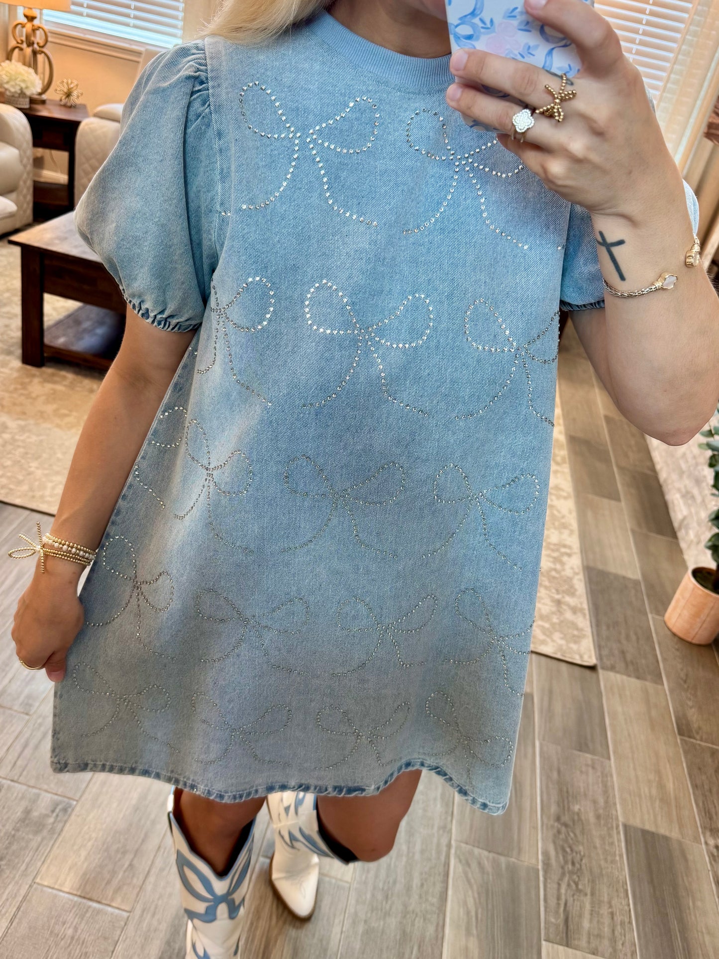 Sweet Bows Denim Dress