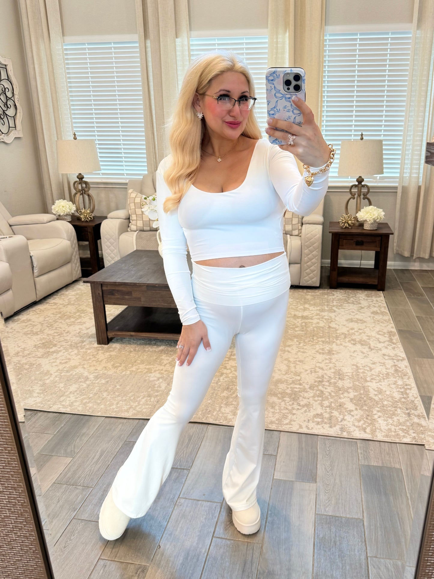 Butter Soft Foldover Leggings - White