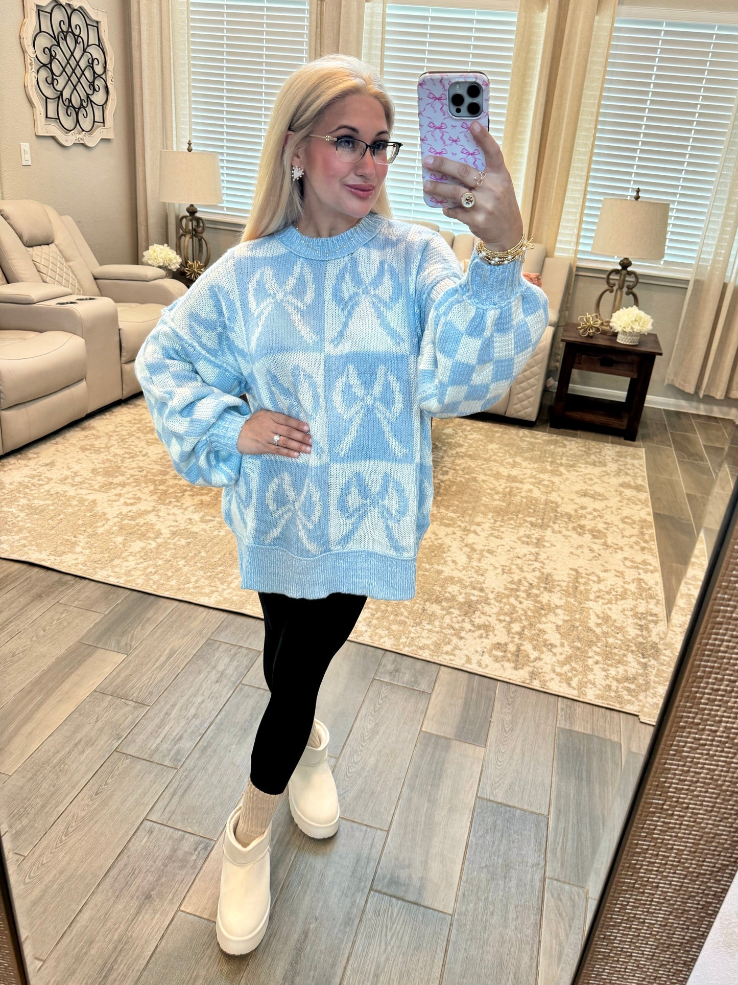Blue In Bows Sweater