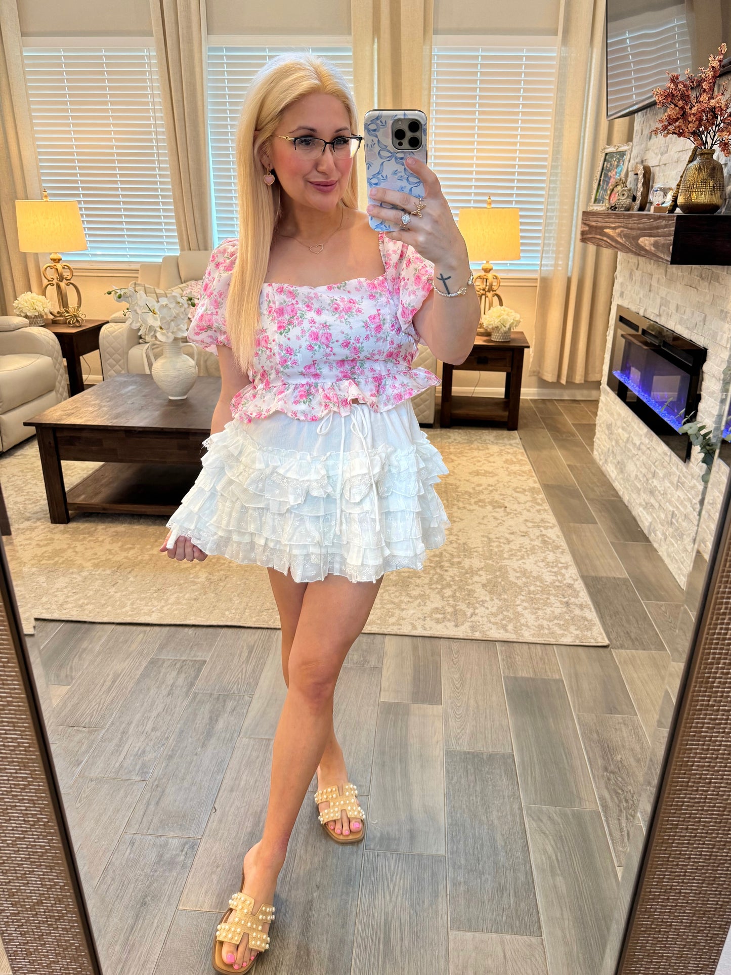 Floral Back Tie Top