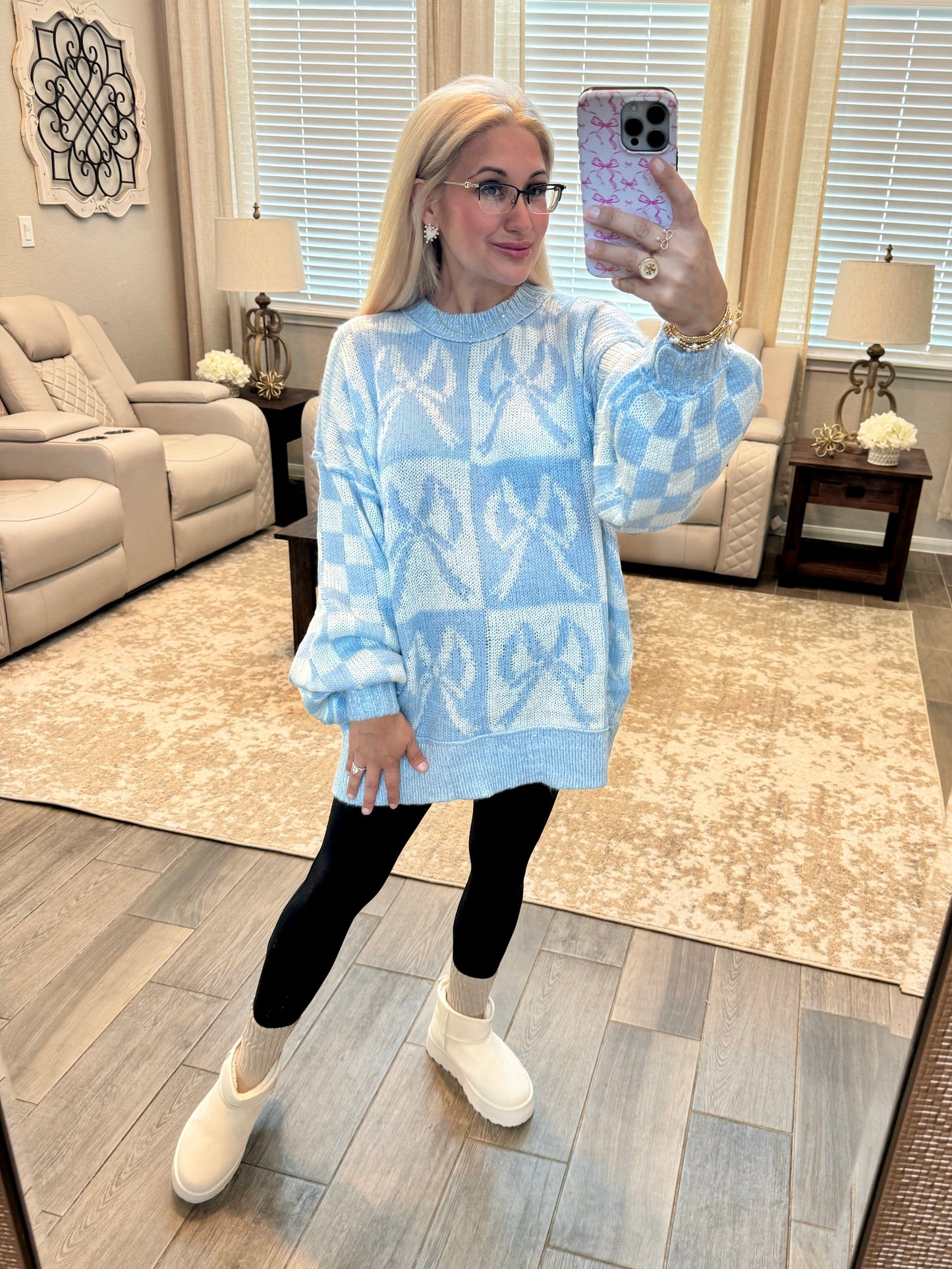 Blue In Bows Sweater