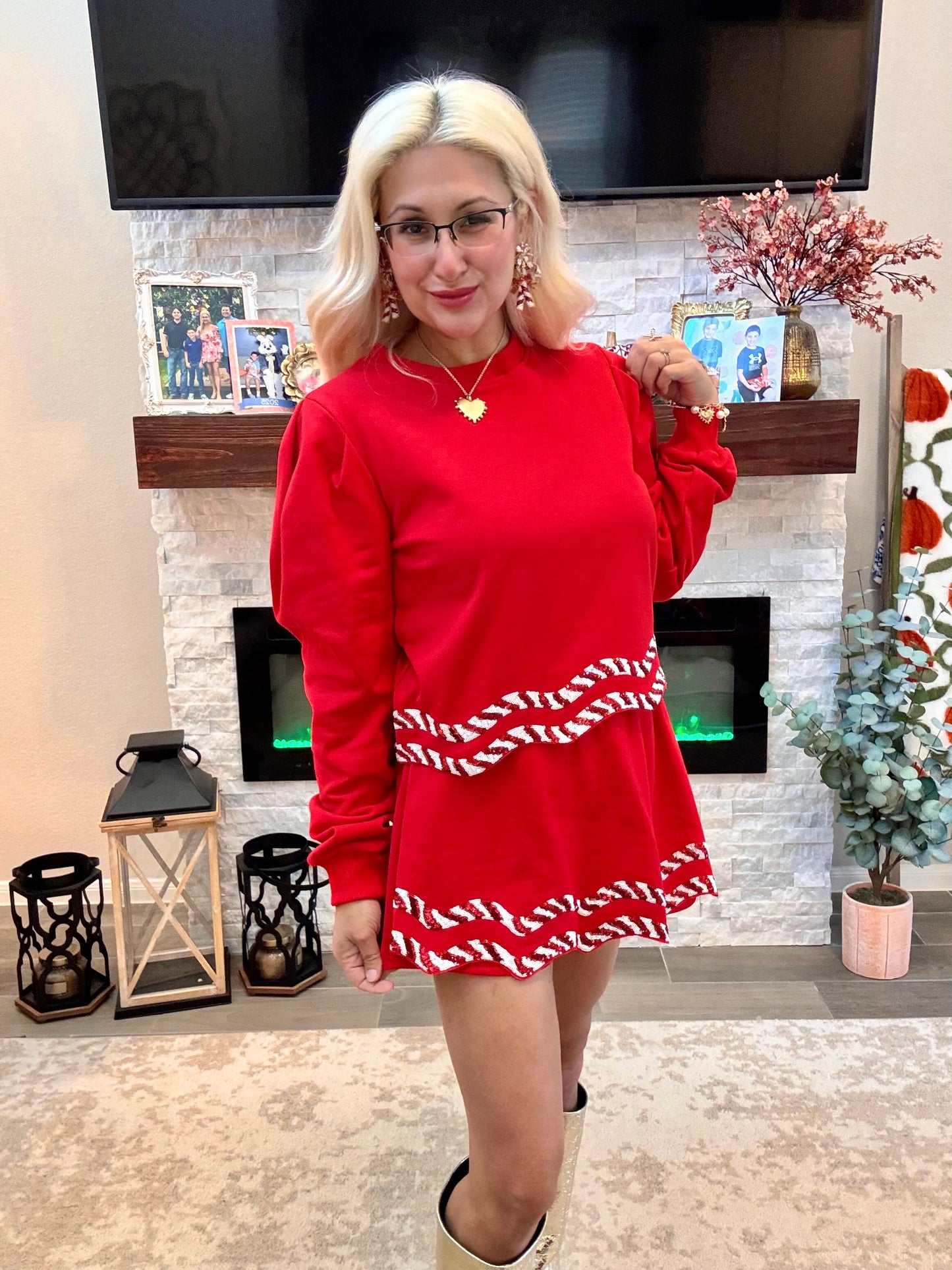 Candy Cane Kisses Sequin Set