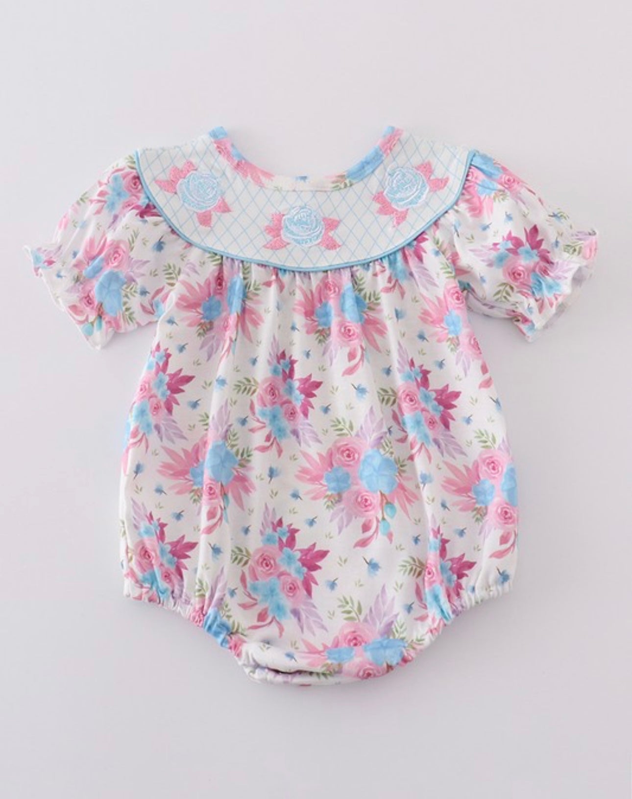 Blue Petal Floral Embroidery Bubble