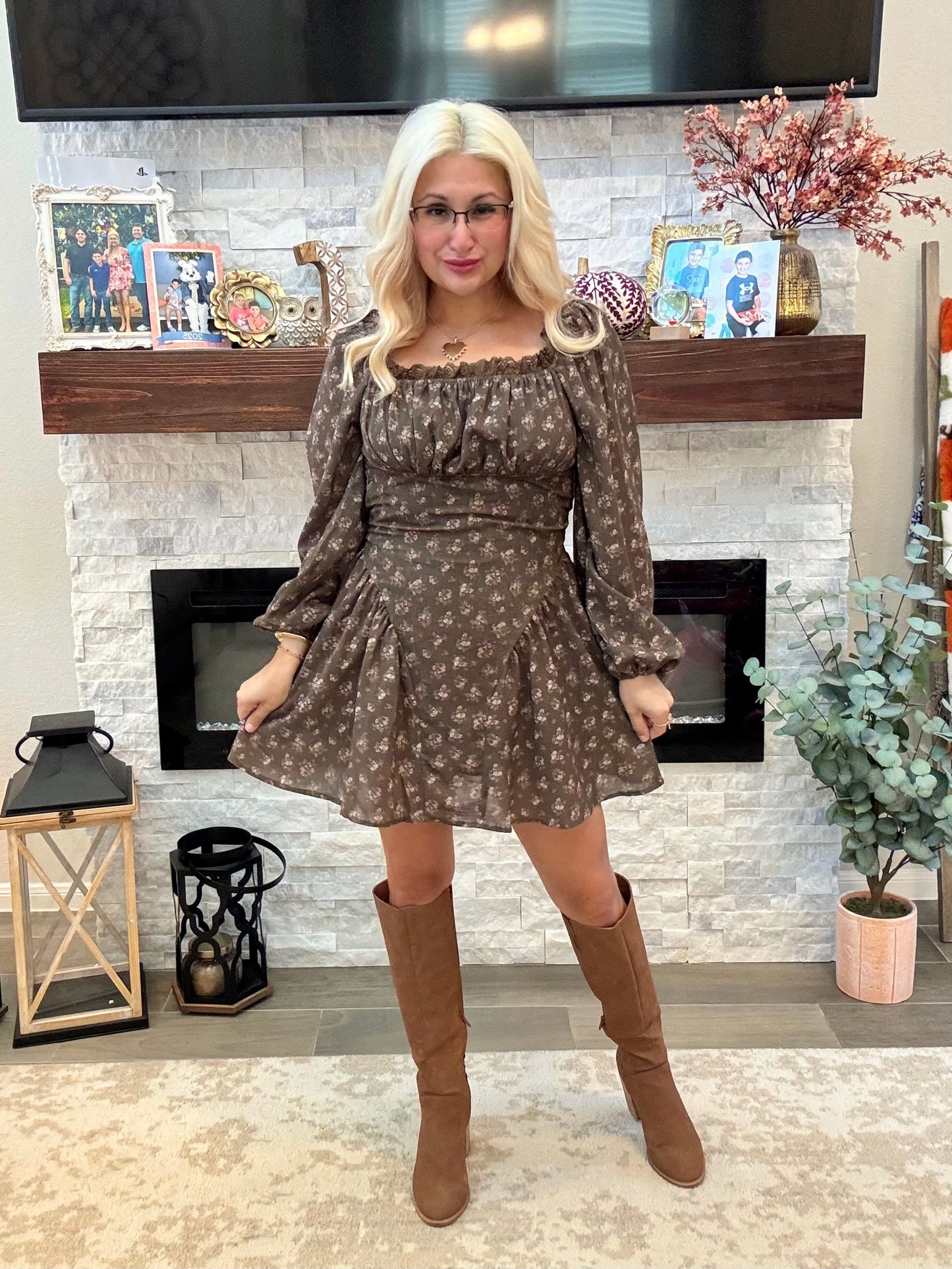 Autumn Bloom Mini Dress