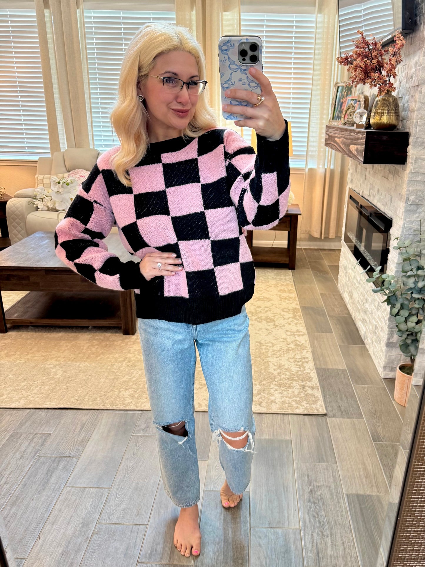 Sweet Checkered Dreams Sweater