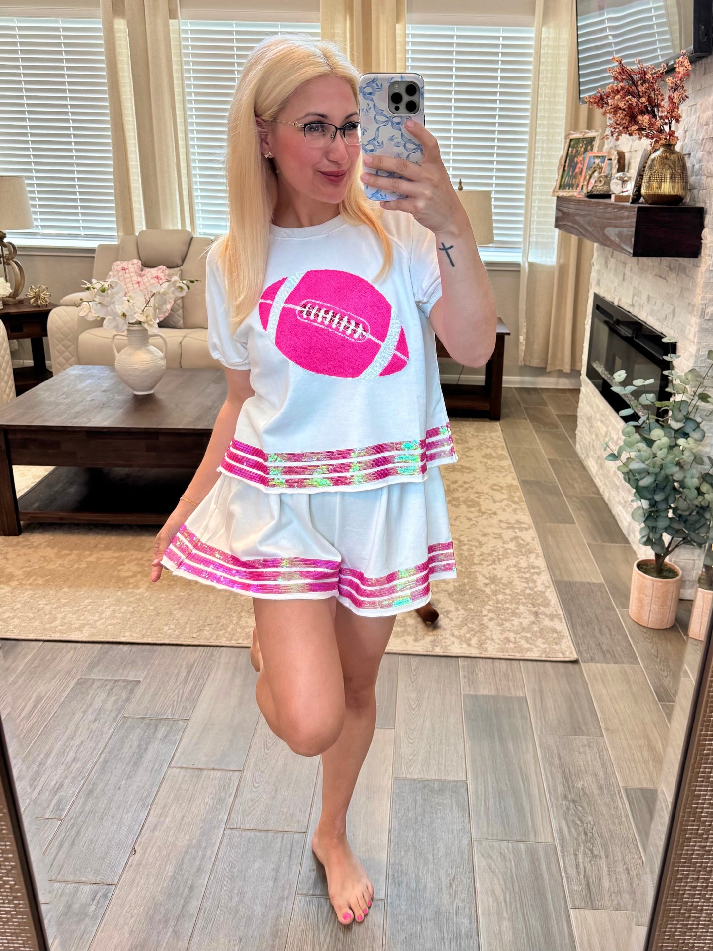 Pink Sequin Football Set