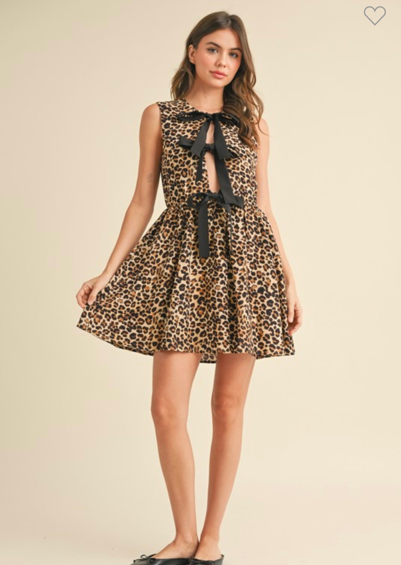 Black Bow Tie Leopard Dress
