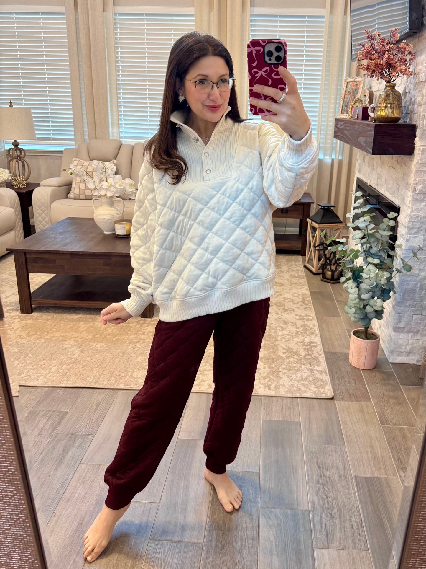 Burgundy Quilted Pants