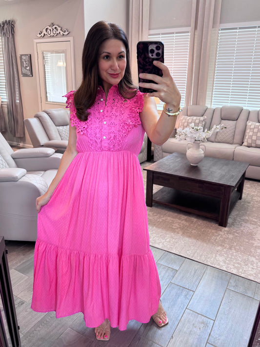 Pretty In Pink Lace Maxi Dress