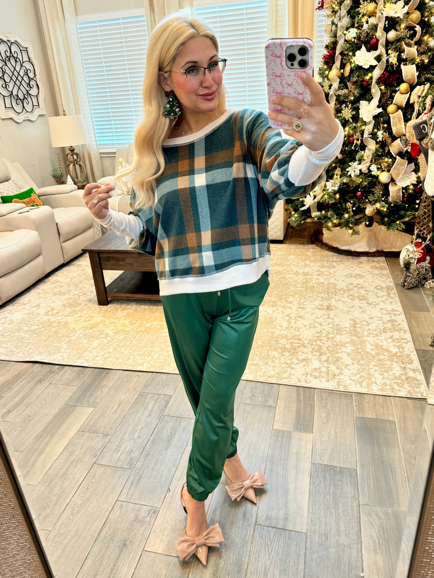 Cozy Green Plaid Top