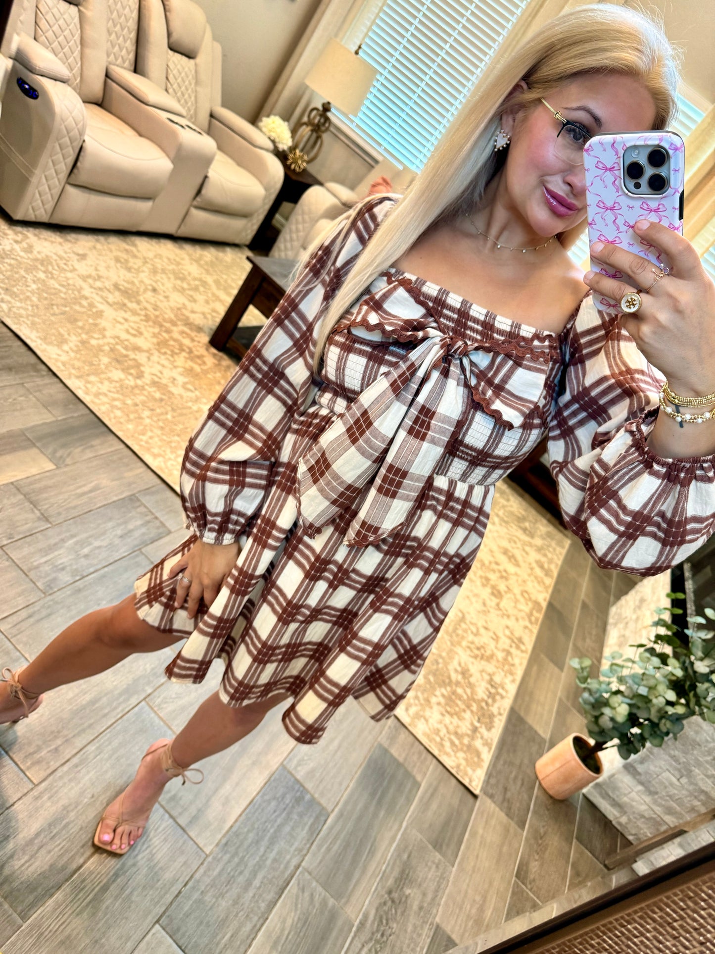 Bow Plaid Dress