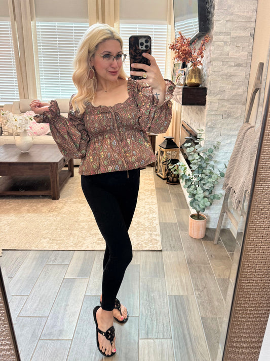 Autumn Whimsy Smocked Top