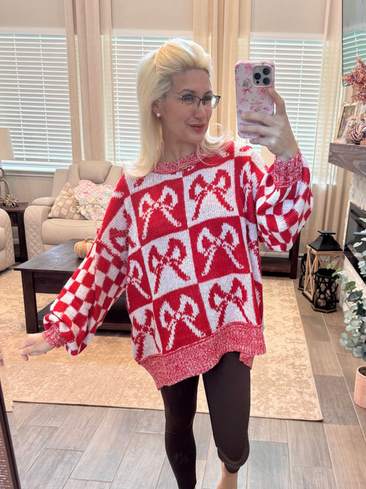 Candy Cane Bows Sweater
