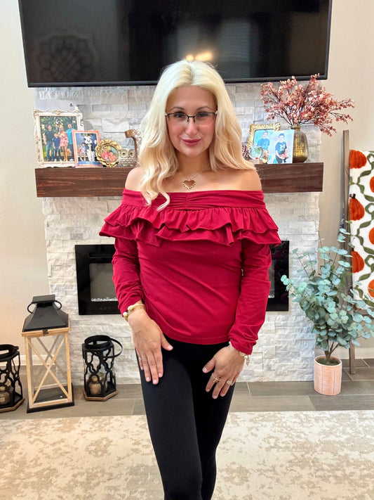 Cranberry Crush Ruffle Top