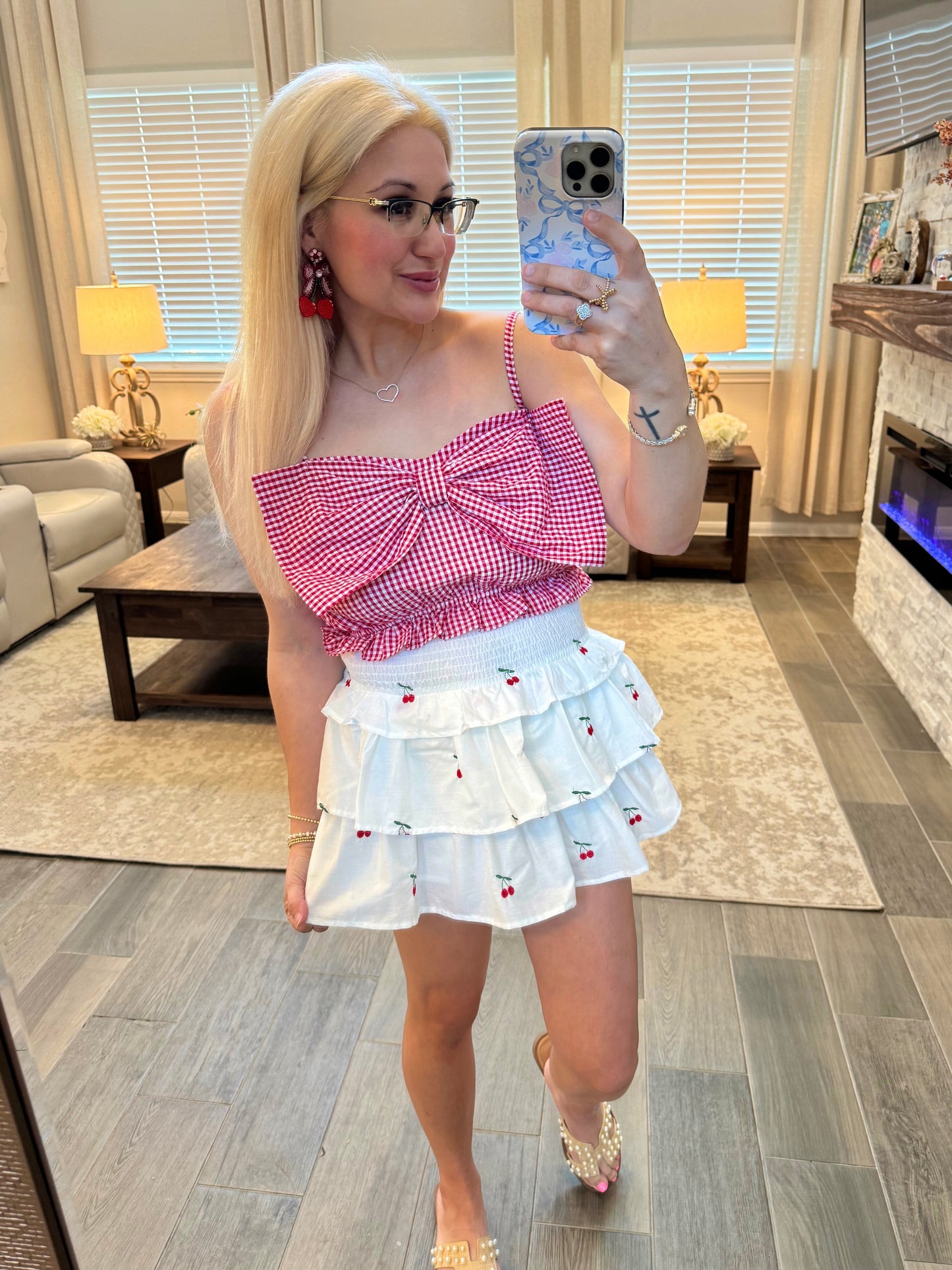Red Gingham Big Bow Tank