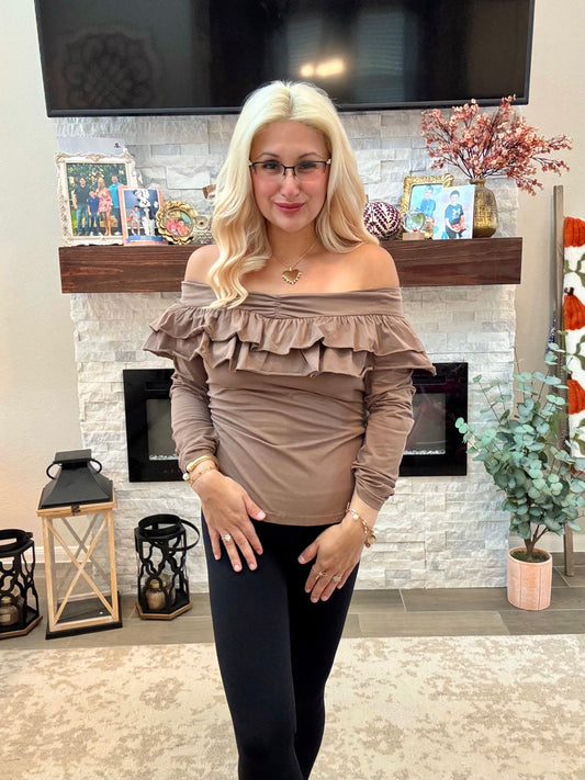 Mocha Mingle Ruffle Top