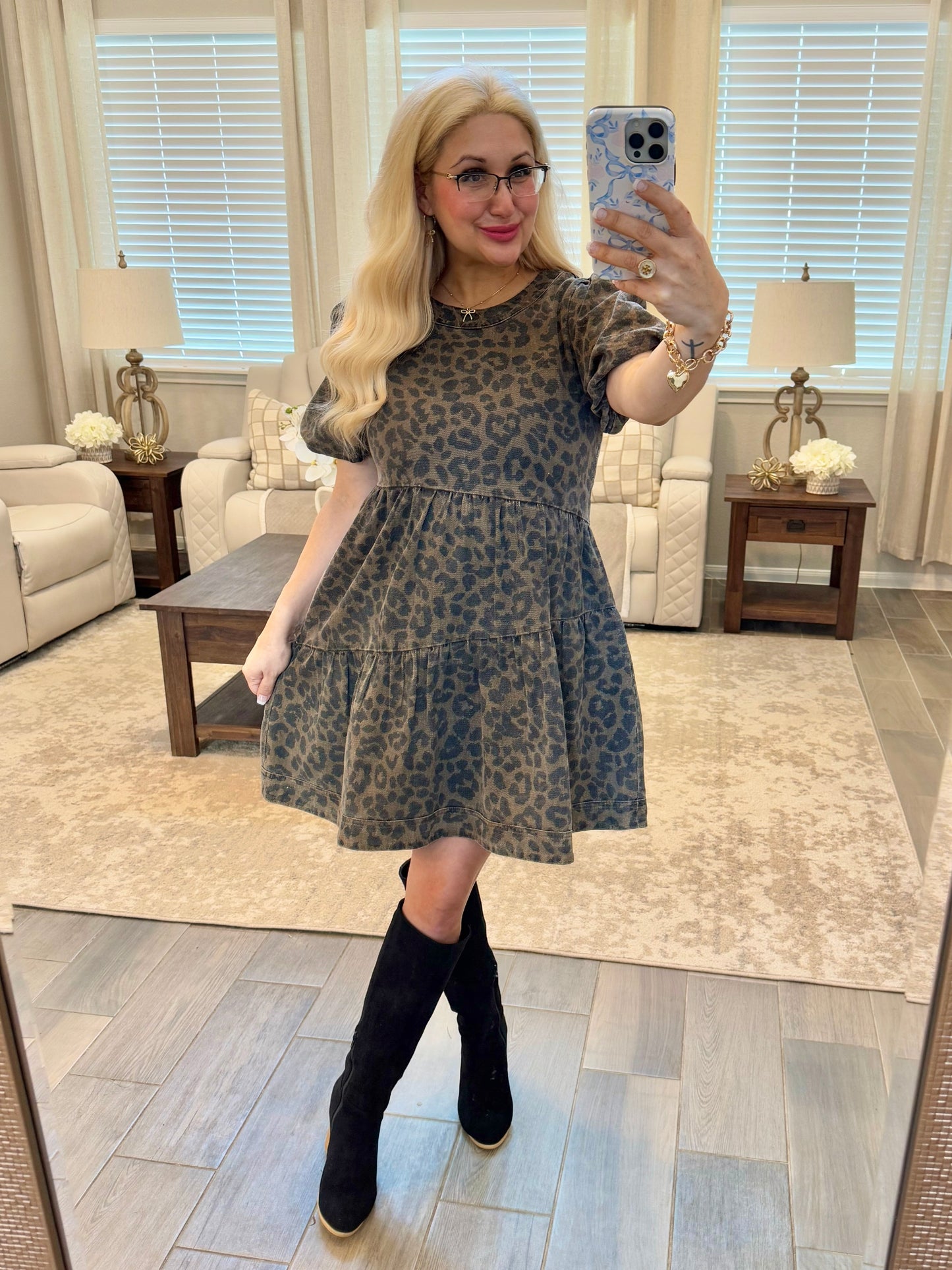 Leopard Denim Dress