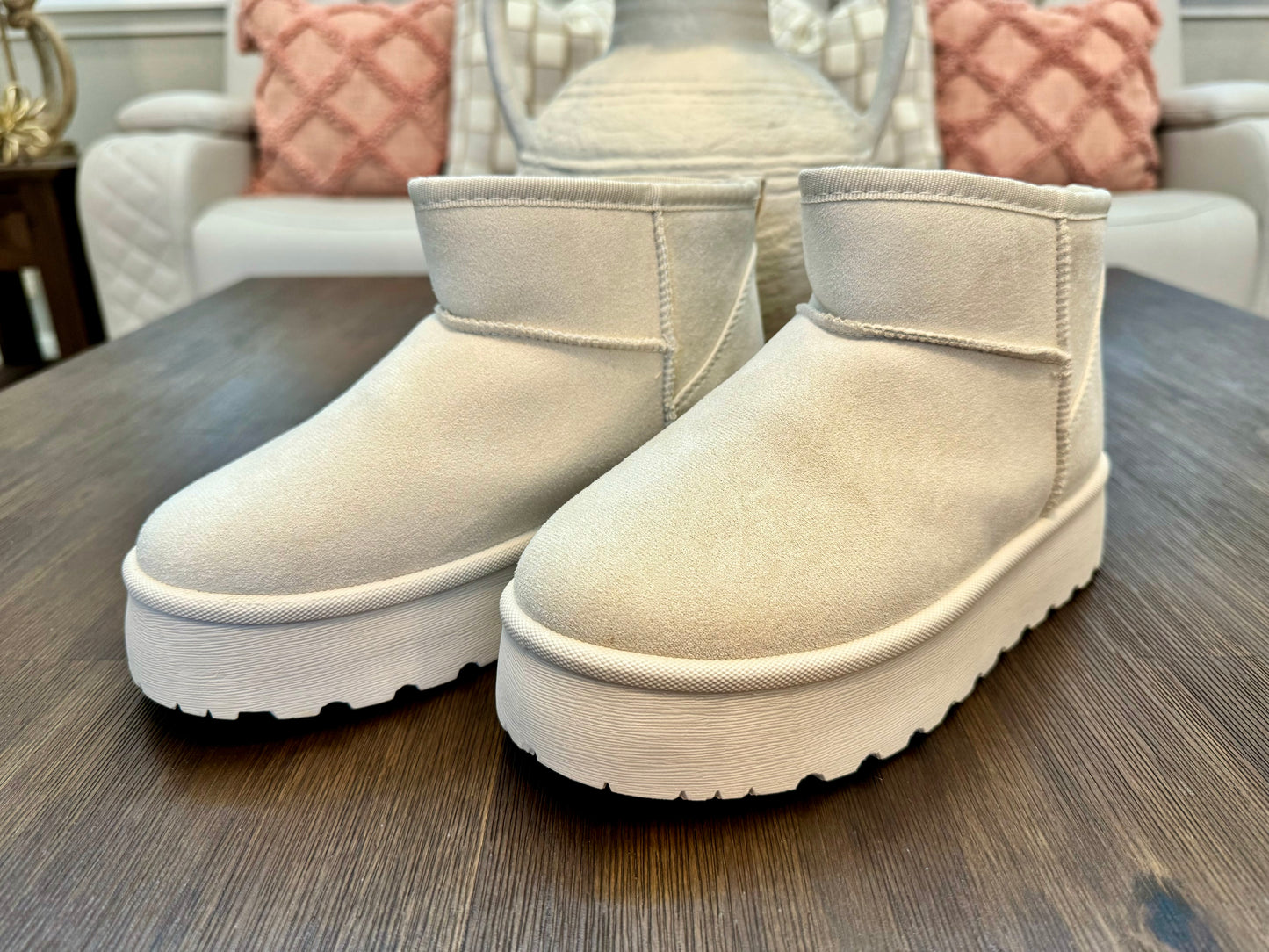 Cream Ultra Fuzzy Boots