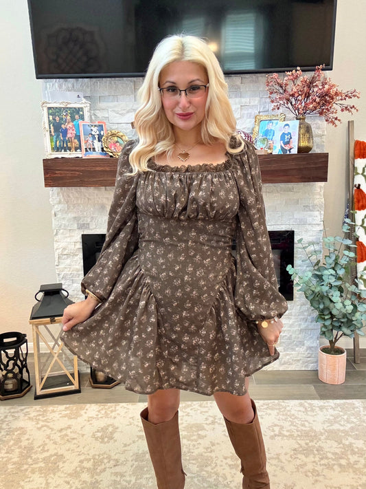 Autumn Bloom Mini Dress