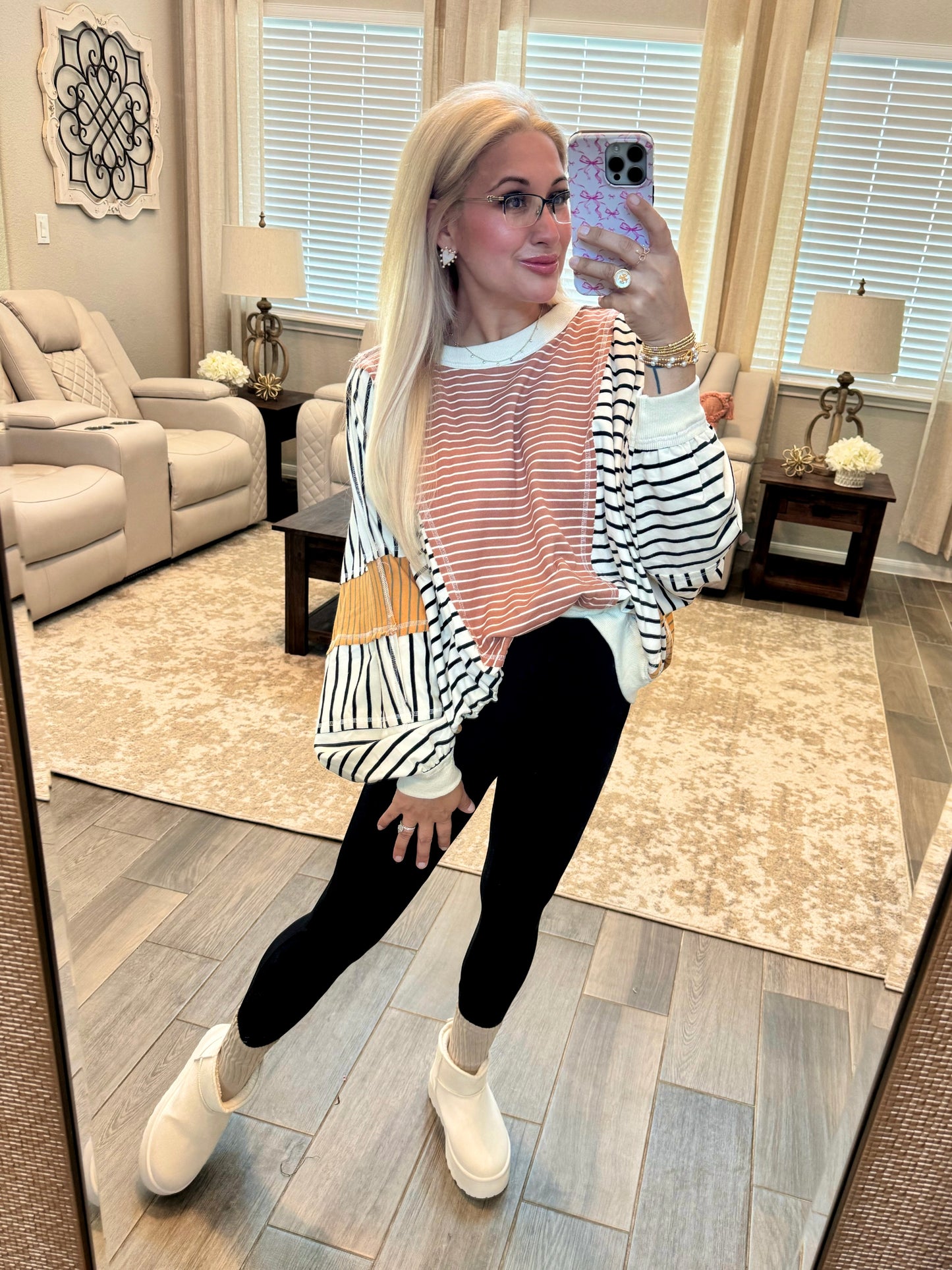 Stripes For Days Pullover - Latte