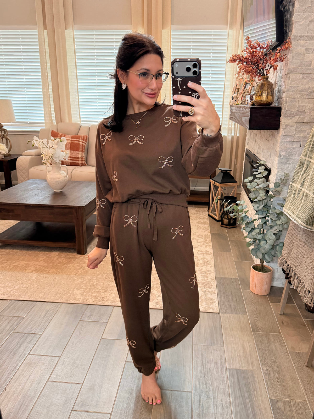 Chocolate Beaded Bow Set