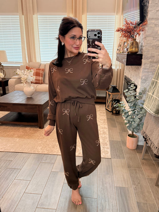 Chocolate Beaded Bow Set