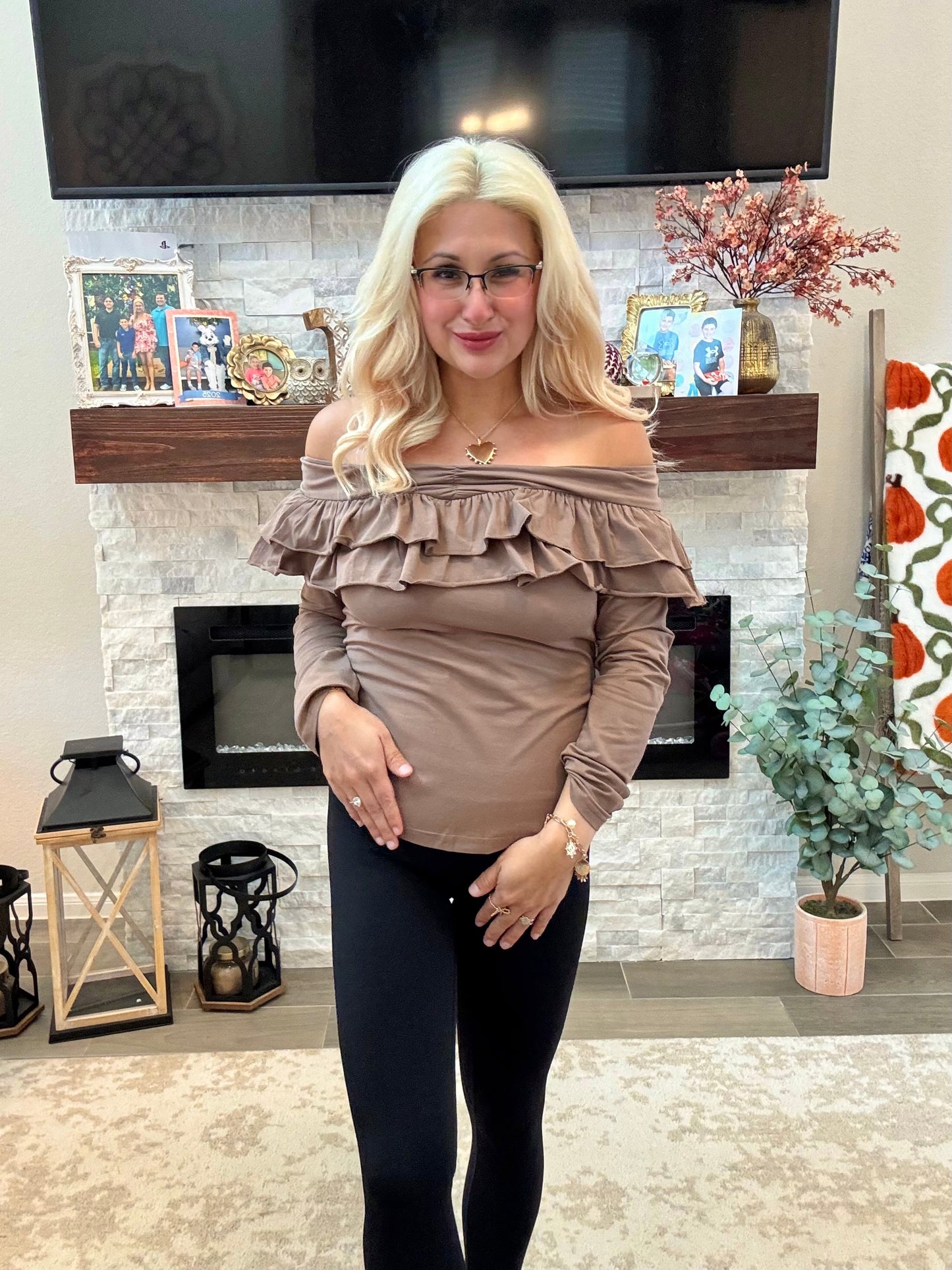 Mocha Mingle Ruffle Top