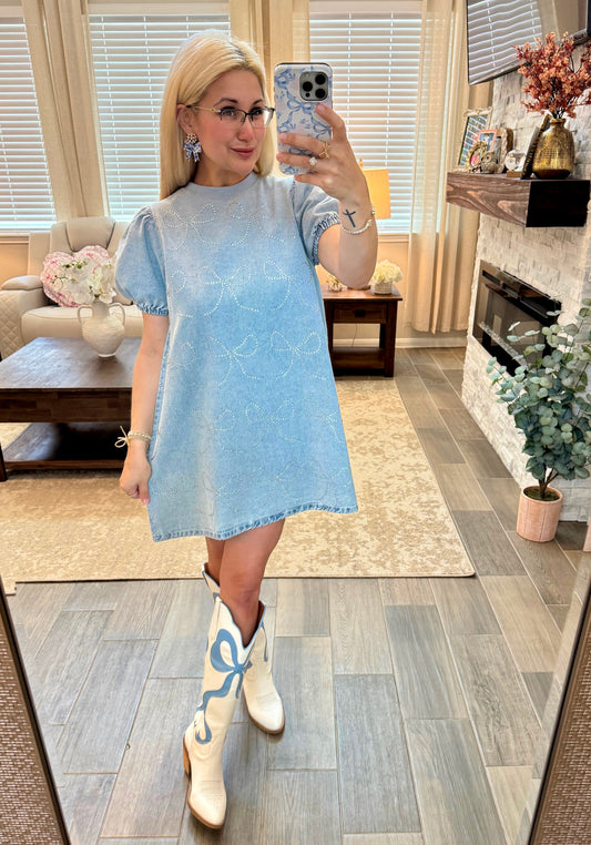Sweet Bows Denim Dress